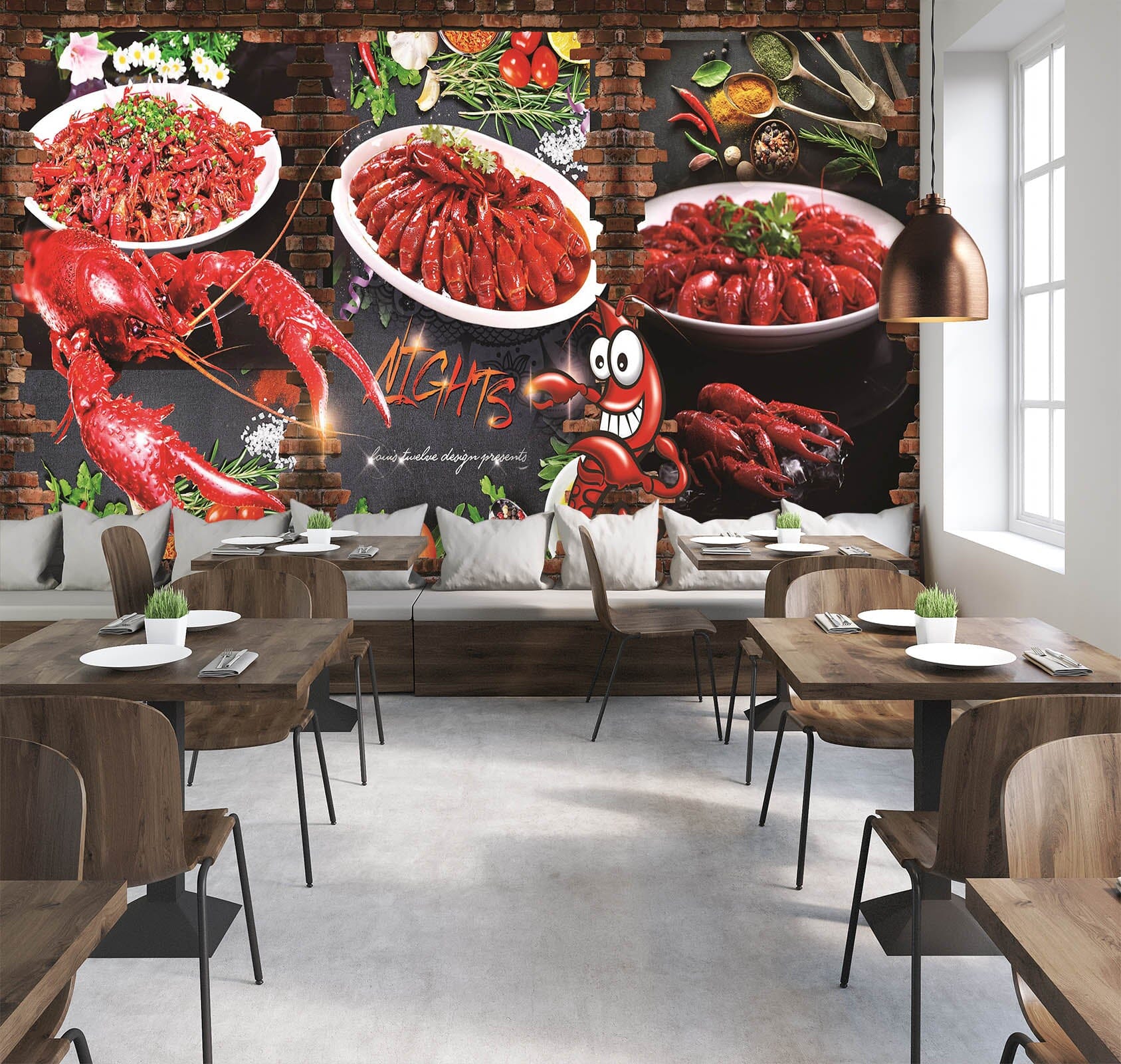 3D Flaming Lobster 034 Wall Murals Wallpaper AJ Wallpaper 2 