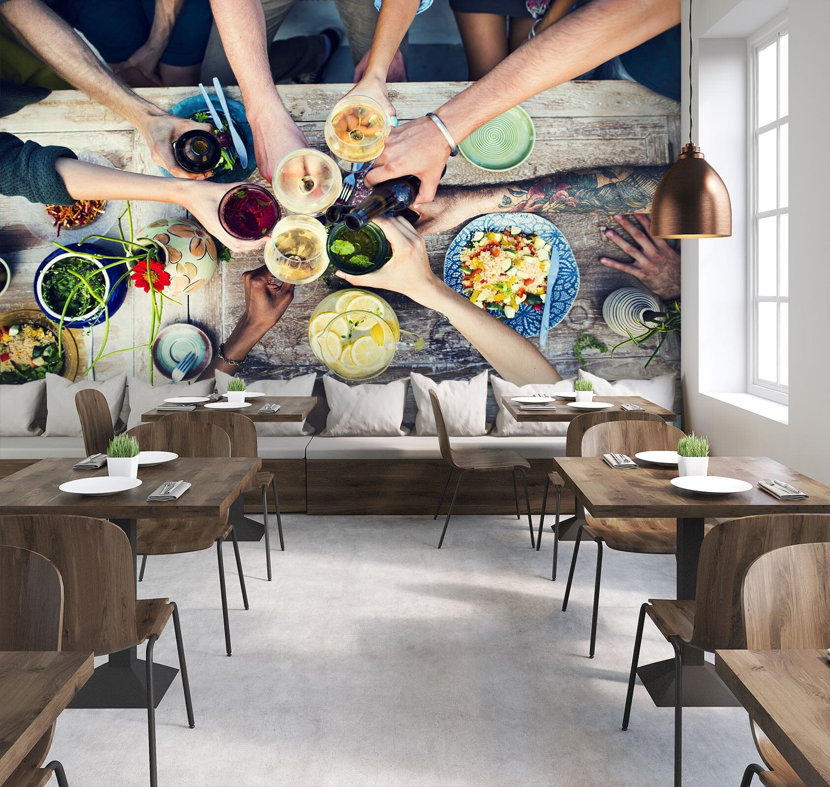 3D Happy Dinner 335 Wall Murals Wallpaper AJ Wallpaper 2 