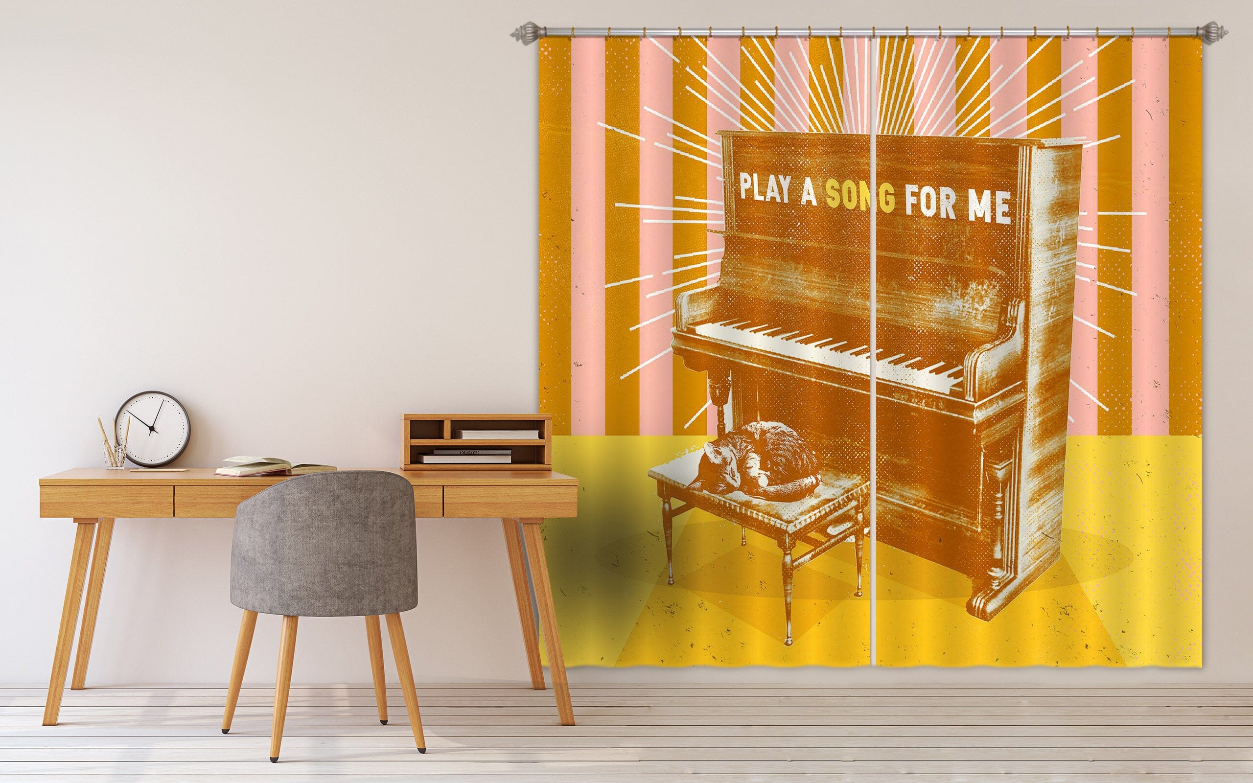 3D Play Piano 050 Showdeer Curtain Curtains Drapes Curtains AJ Creativity Home 