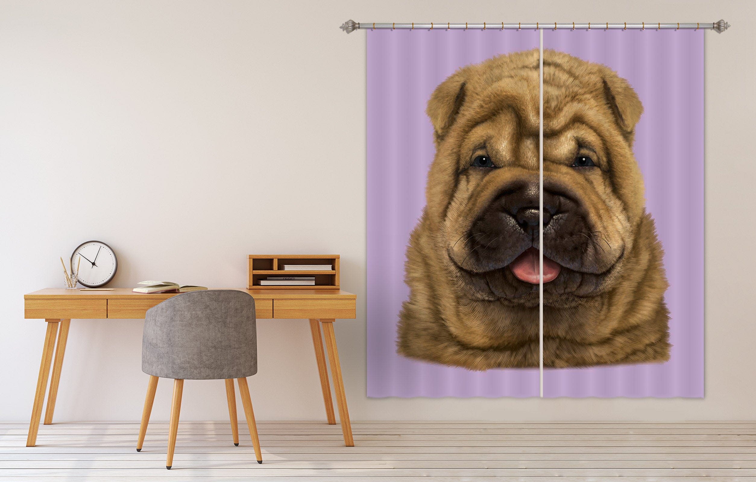 3D Shar Pei Puppy Portrait 069 Vincent Hie Curtain Curtains Drapes Curtains AJ Creativity Home 