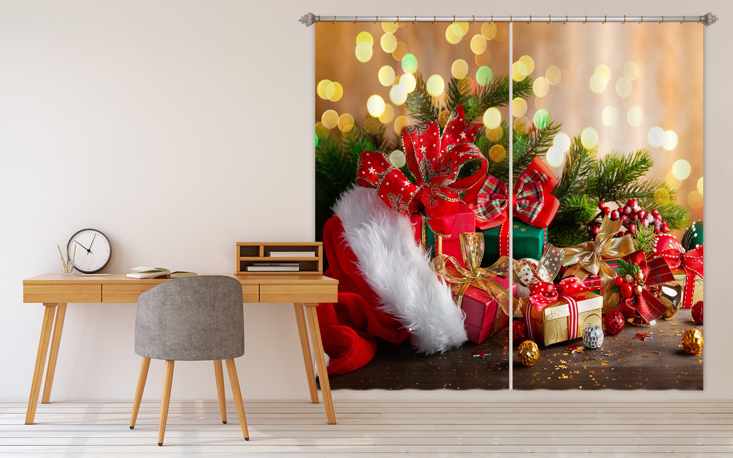 3D Many Gift 52068 Christmas Curtains Drapes Xmas