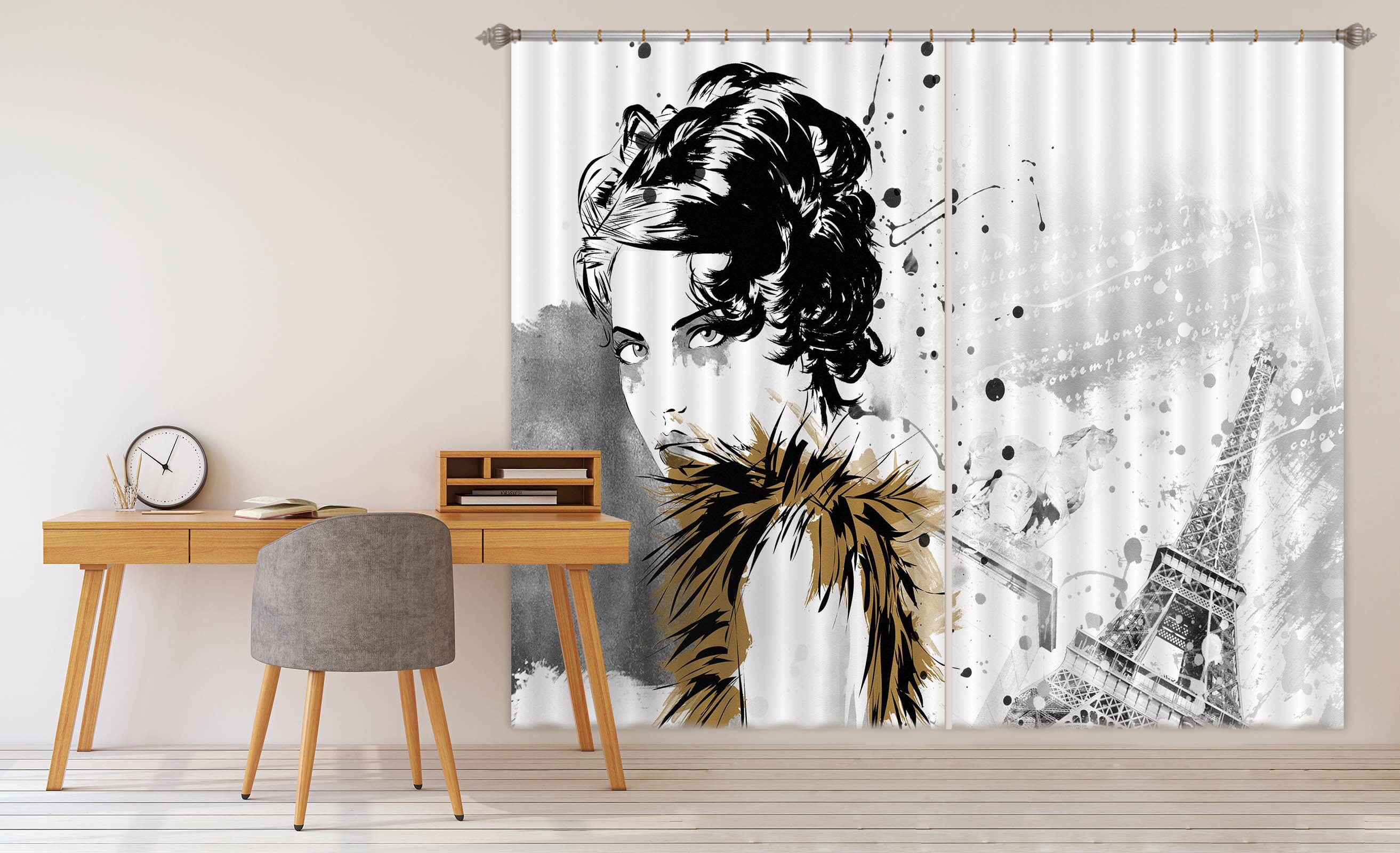 3D Sketch Girl 765 Curtains Drapes Wallpaper AJ Wallpaper 