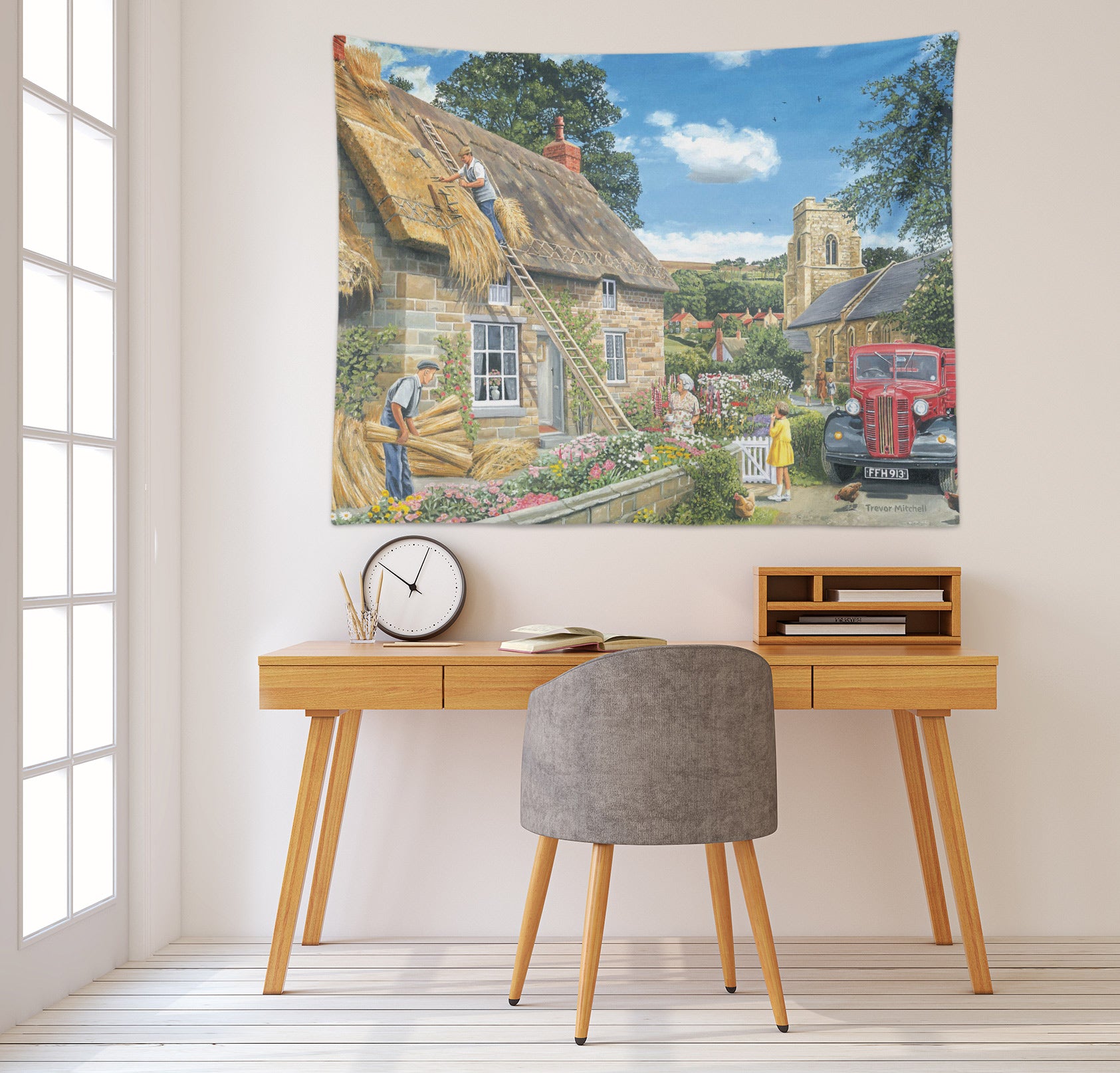 3D Thatched Cottage 11231 Trevor Mitchell Tapestry Hanging Cloth Hang