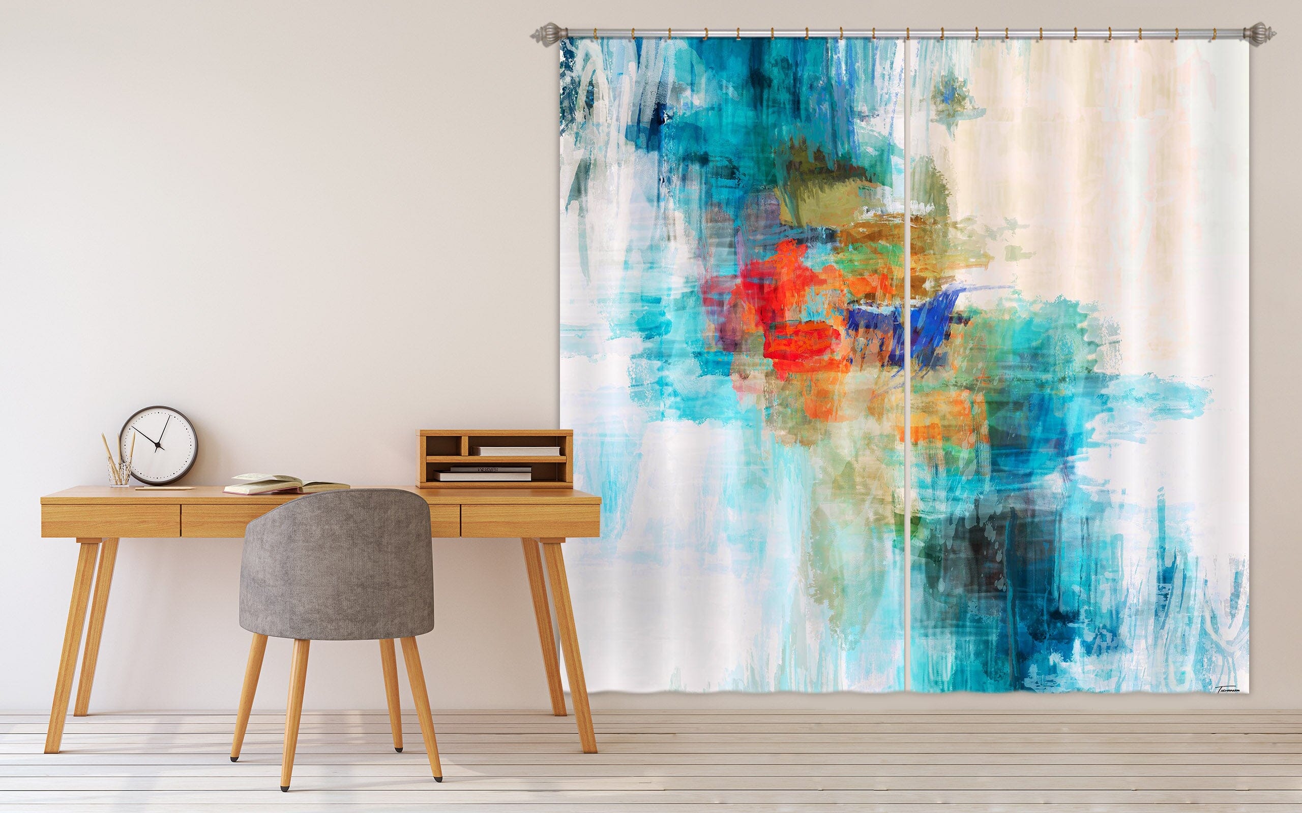 3D Blue Graffiti 206 Michael Tienhaara Curtain Curtains Drapes Curtains AJ Creativity Home 