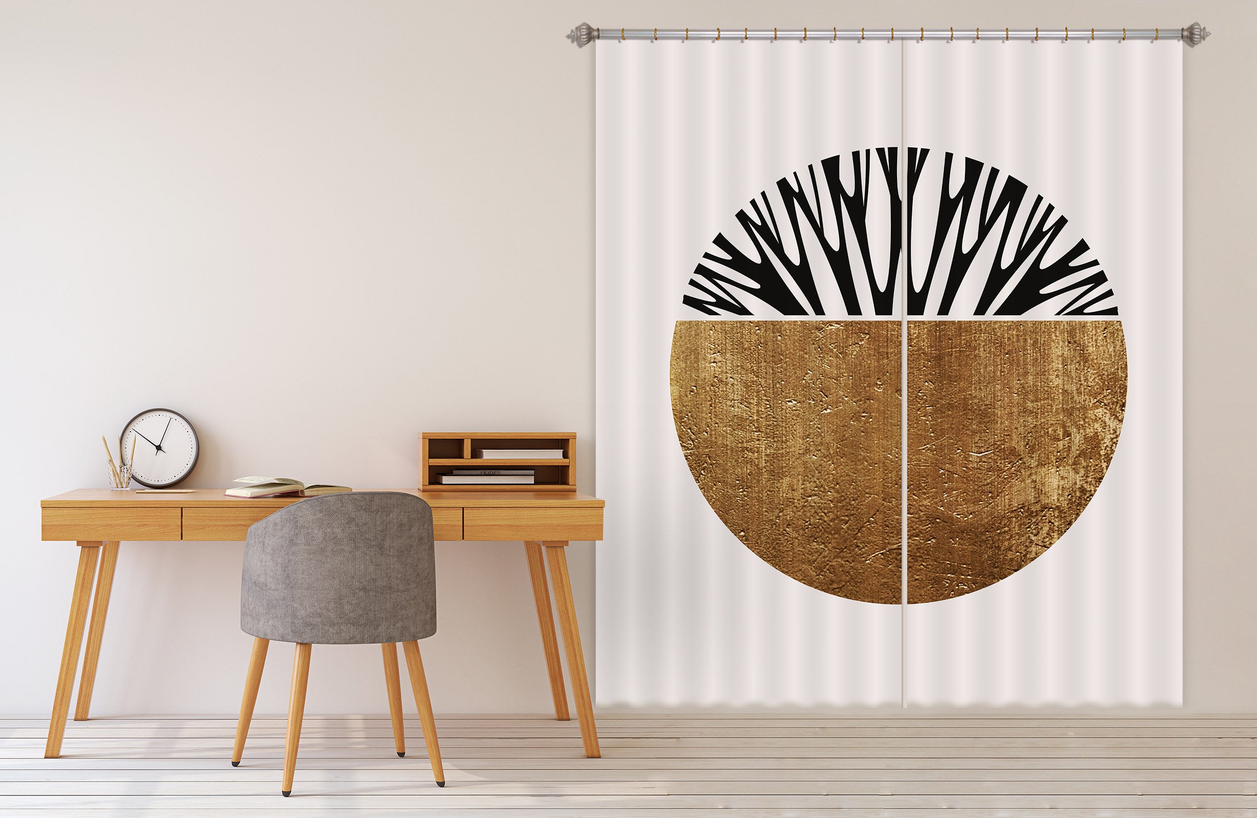 3D Brown Round 1007 Boris Draschoff Curtain Curtains Drapes