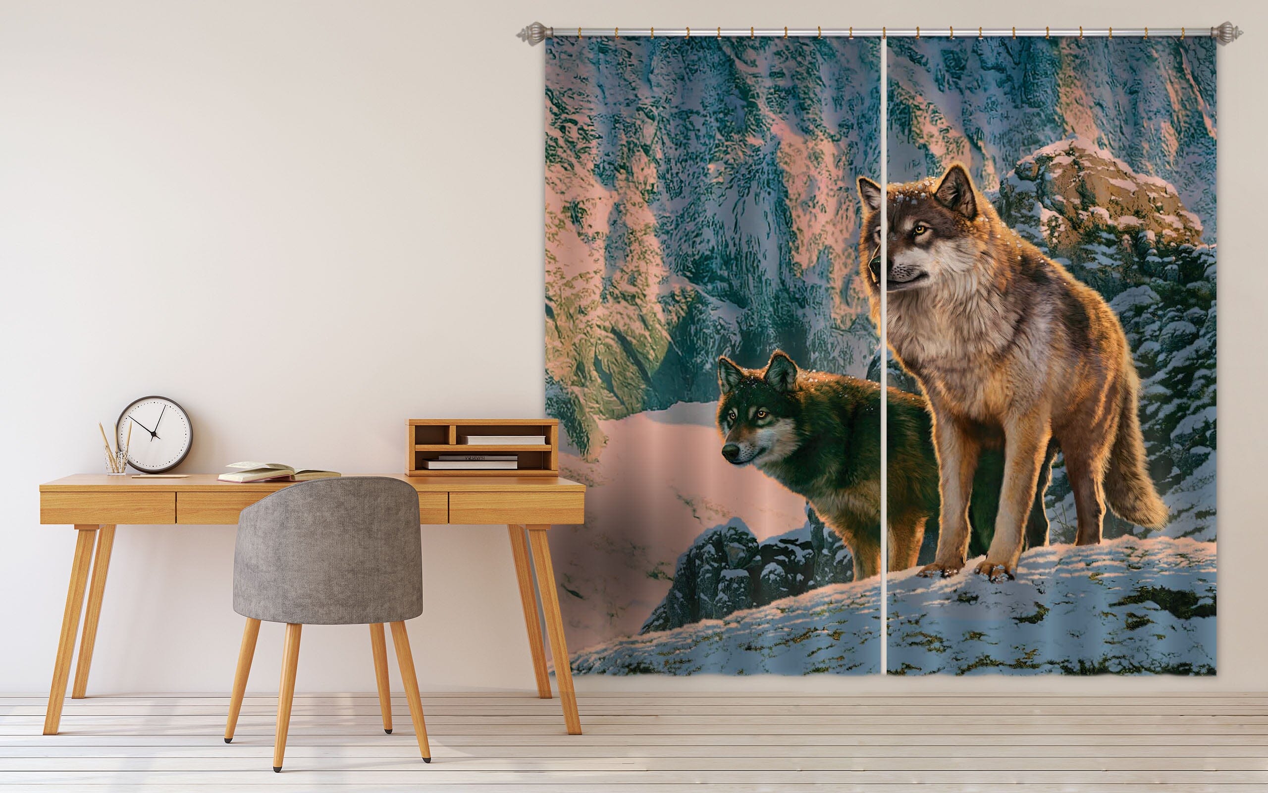 3D Wolf 094 Vincent Hie Curtain Curtains Drapes Curtains AJ Creativity Home 