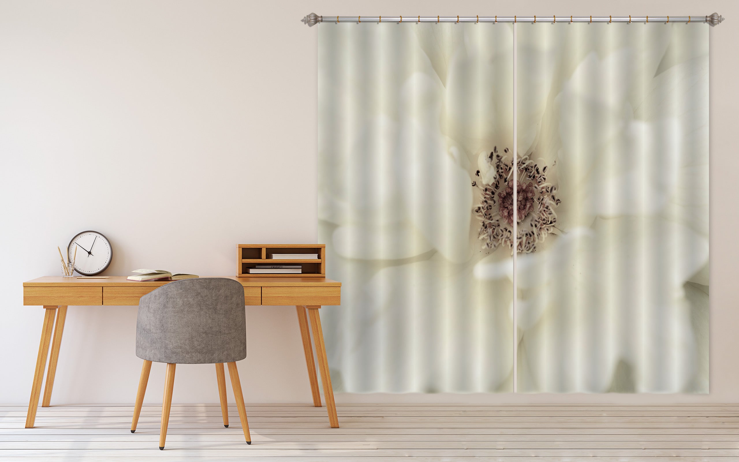 3D White Flower 6599 Assaf Frank Curtain Curtains Drapes