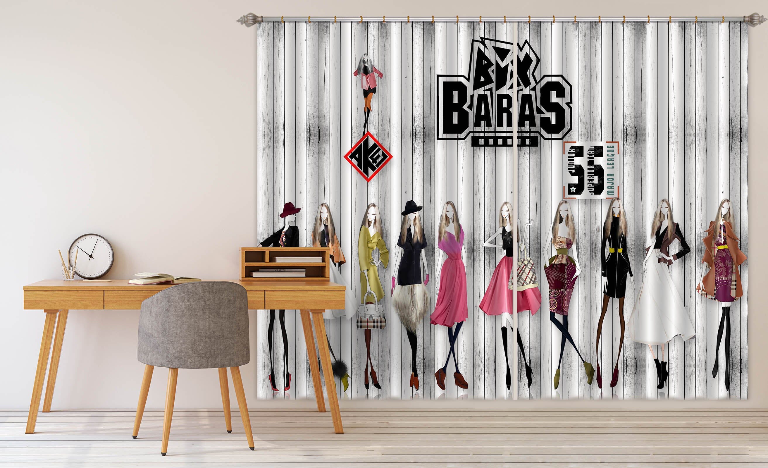 3D Fashion Girl 725 Curtains Drapes Wallpaper AJ Wallpaper 