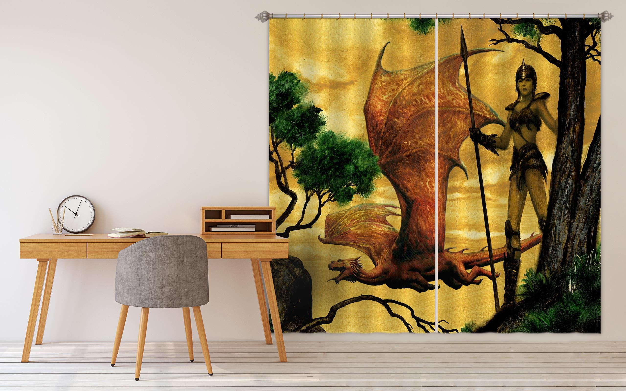 3D Trees Dragon 7222 Ciruelo Curtain Curtains Drapes
