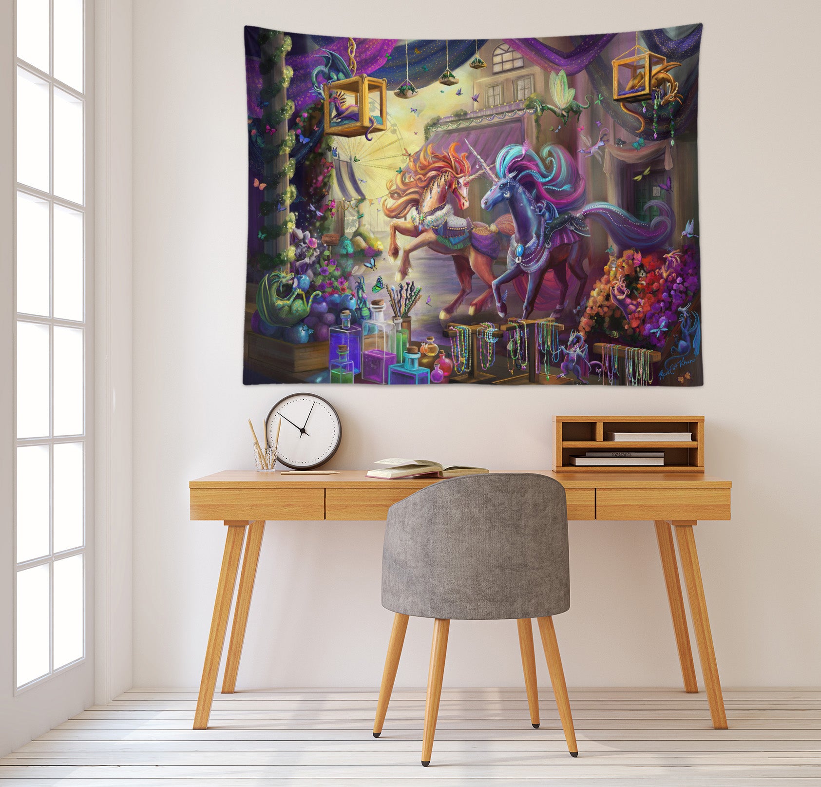 3D Castle Unicorn 5208 Rose Catherine Khan Tapestry Hanging Cloth Hang