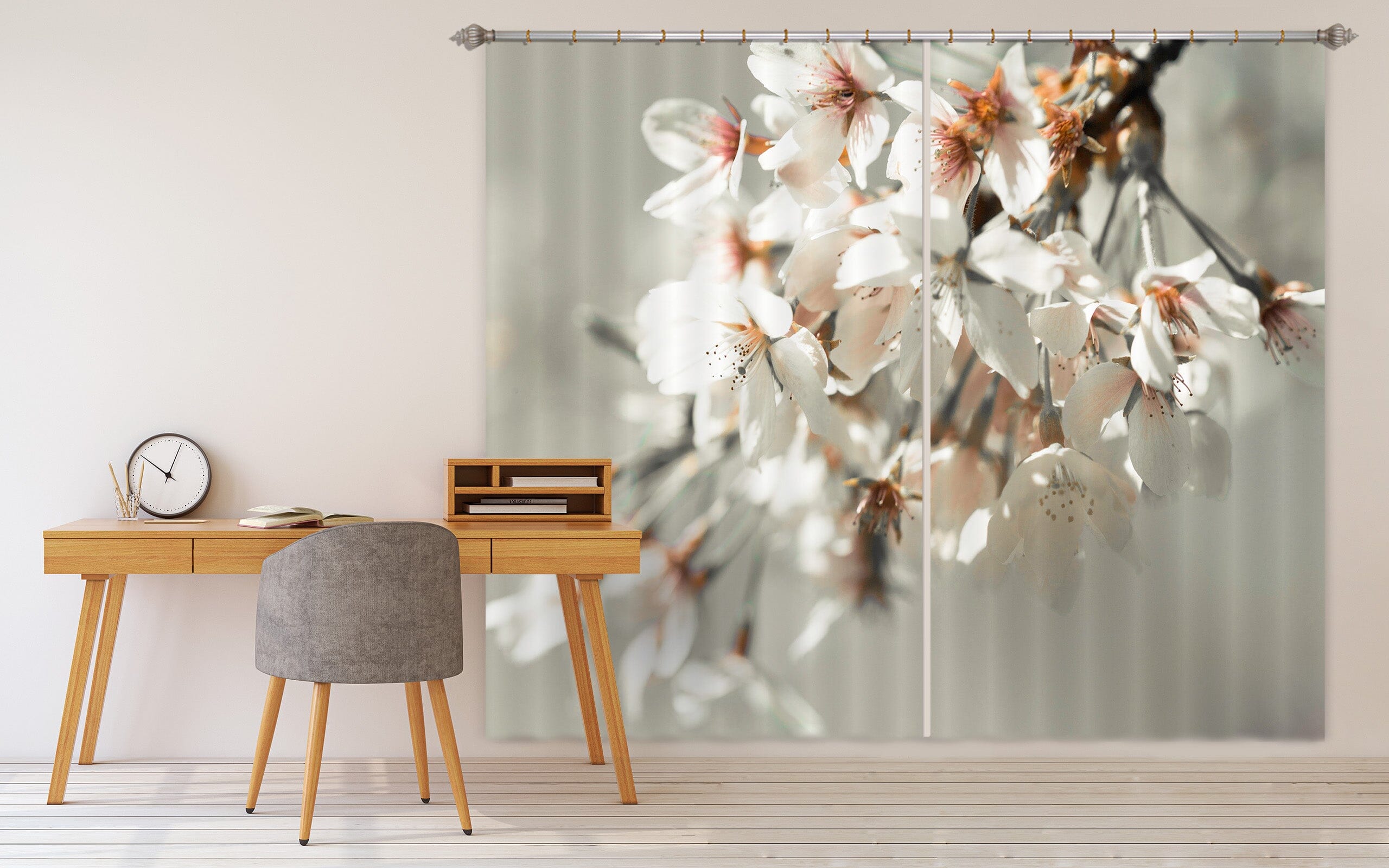 3D White Flowers 208 Assaf Frank Curtain Curtains Drapes Curtains AJ Creativity Home 