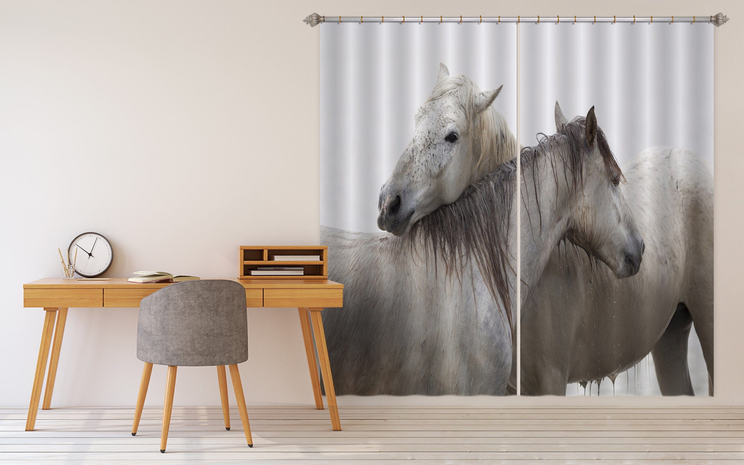 3D Two Horses 066 Marco Carmassi Curtain Curtains Drapes Curtains AJ Creativity Home 