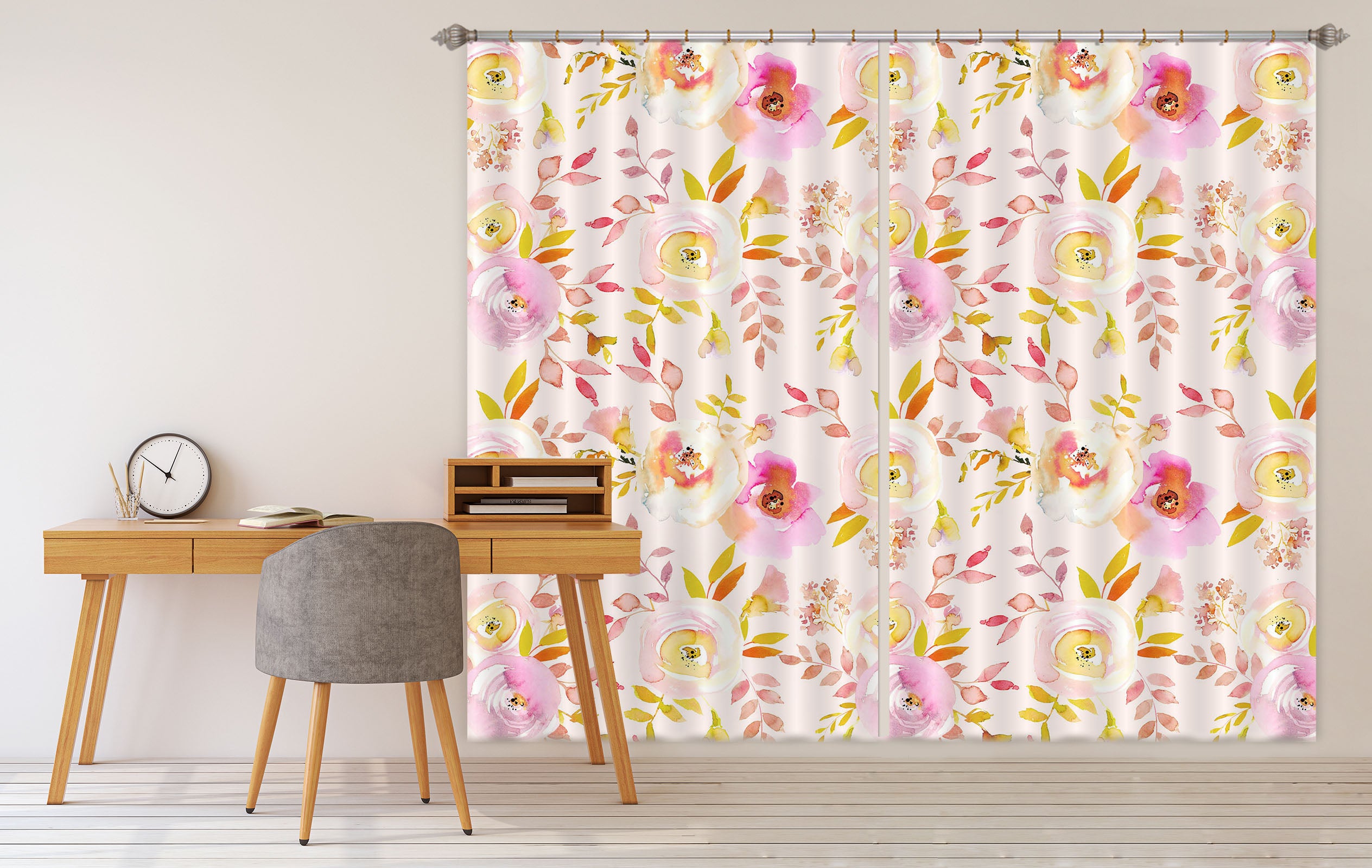 3D Red Leaf Flower 234 Uta Naumann Curtain Curtains Drapes