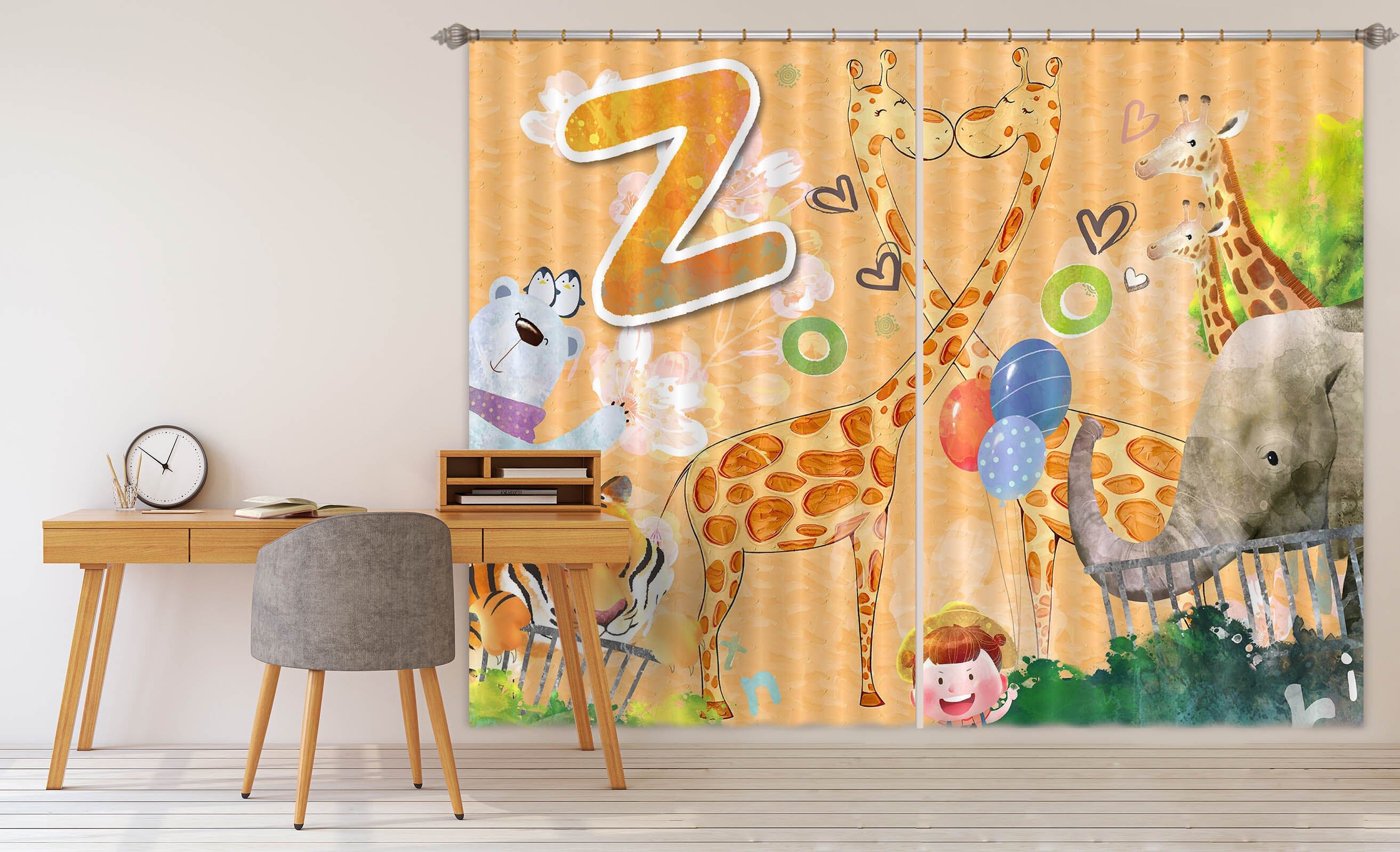 3D Cute Giraffe 728 Curtains Drapes Wallpaper AJ Wallpaper 