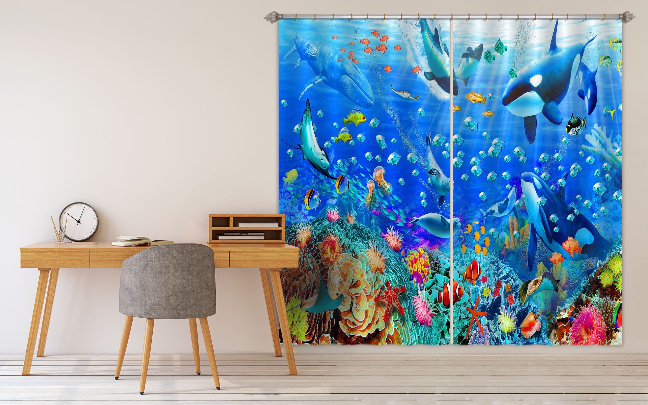 3D Underwater Panorama 050 Adrian Chesterman Curtain Curtains Drapes Curtains AJ Creativity Home 