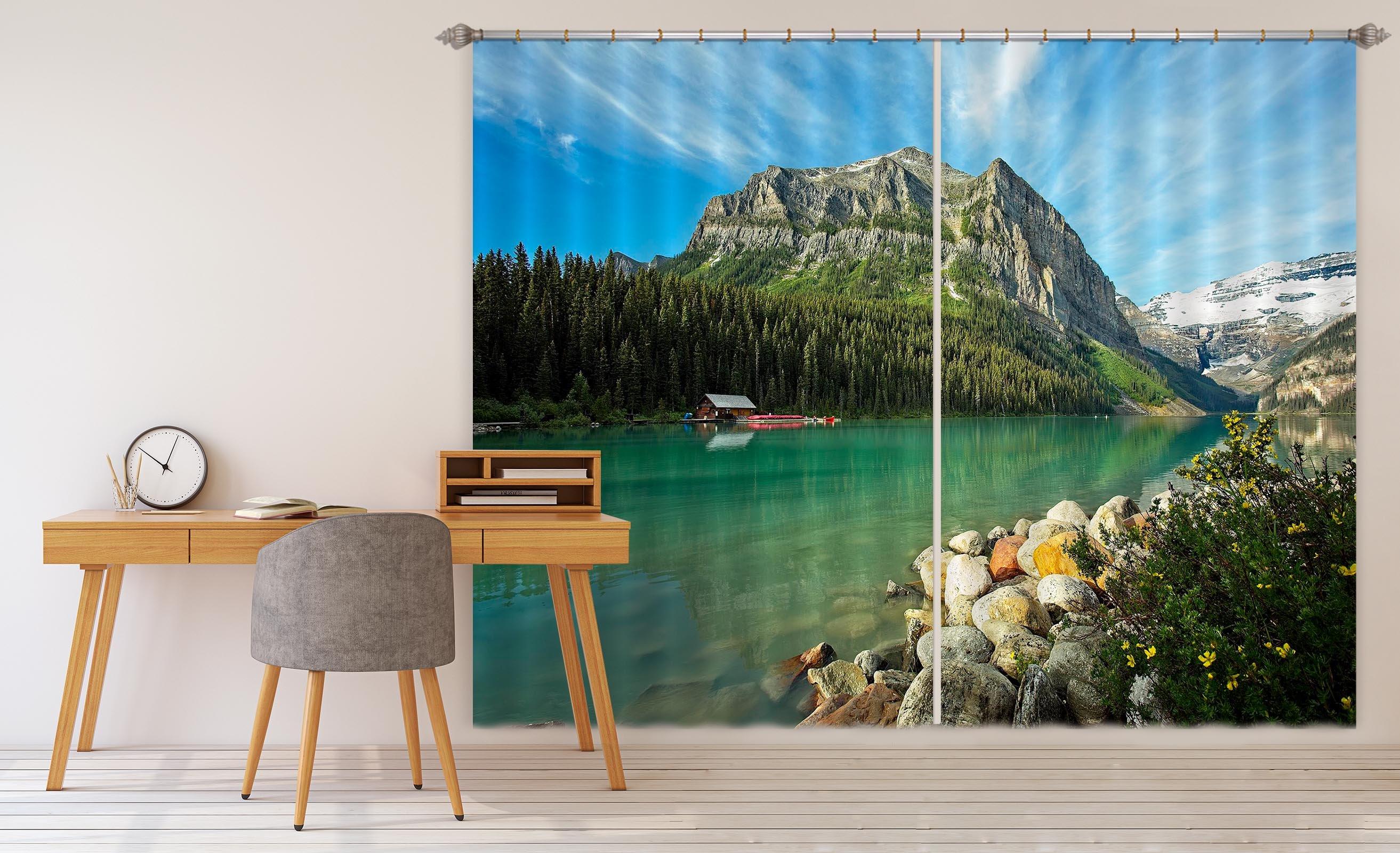 3D Boat In The Lake 057 Kathy Barefield Curtain Curtains Drapes Curtains AJ Creativity Home 