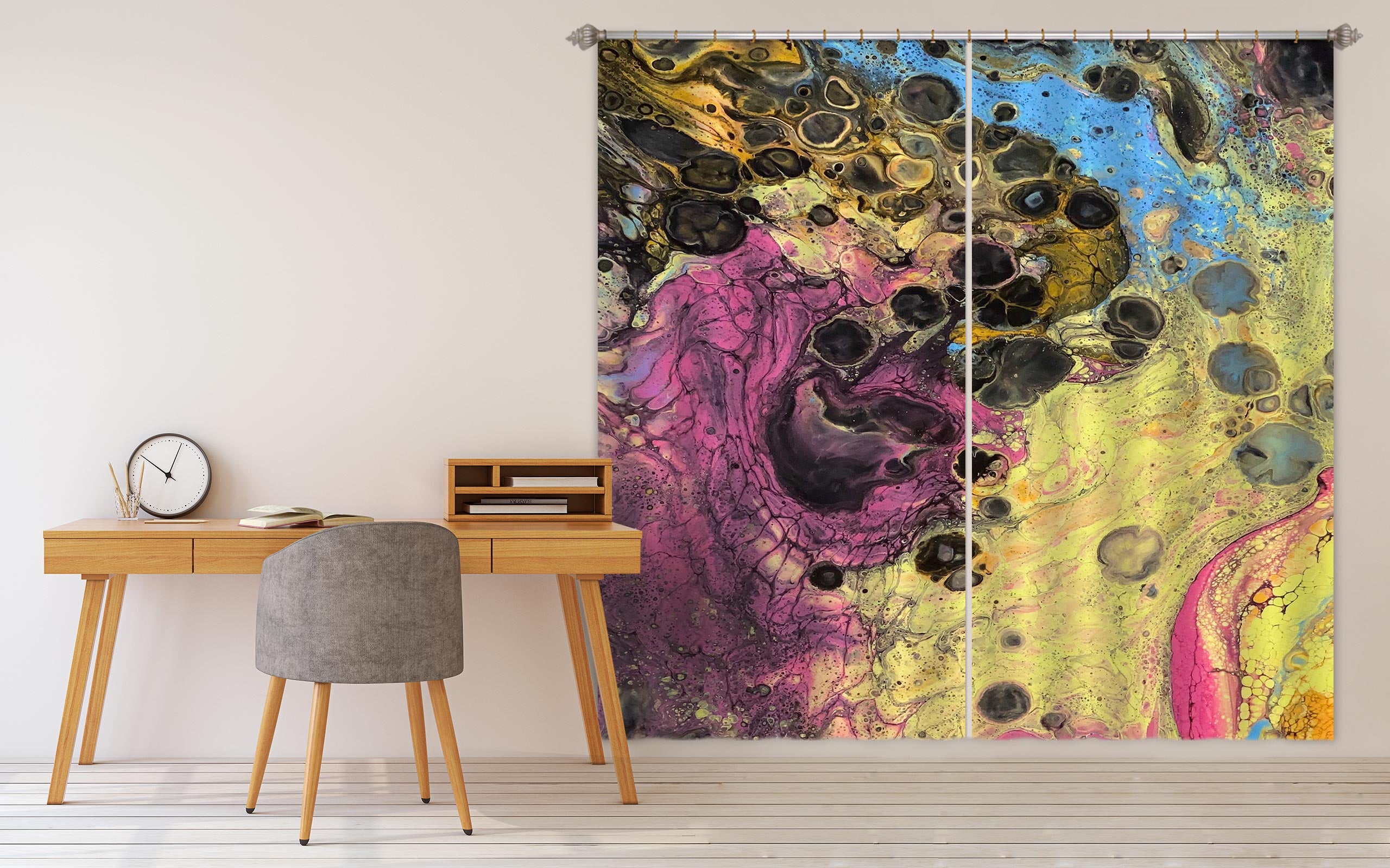 3D Blue Purple Yellow Pattern 8156 Valerie Latrice Curtain Curtains Drapes