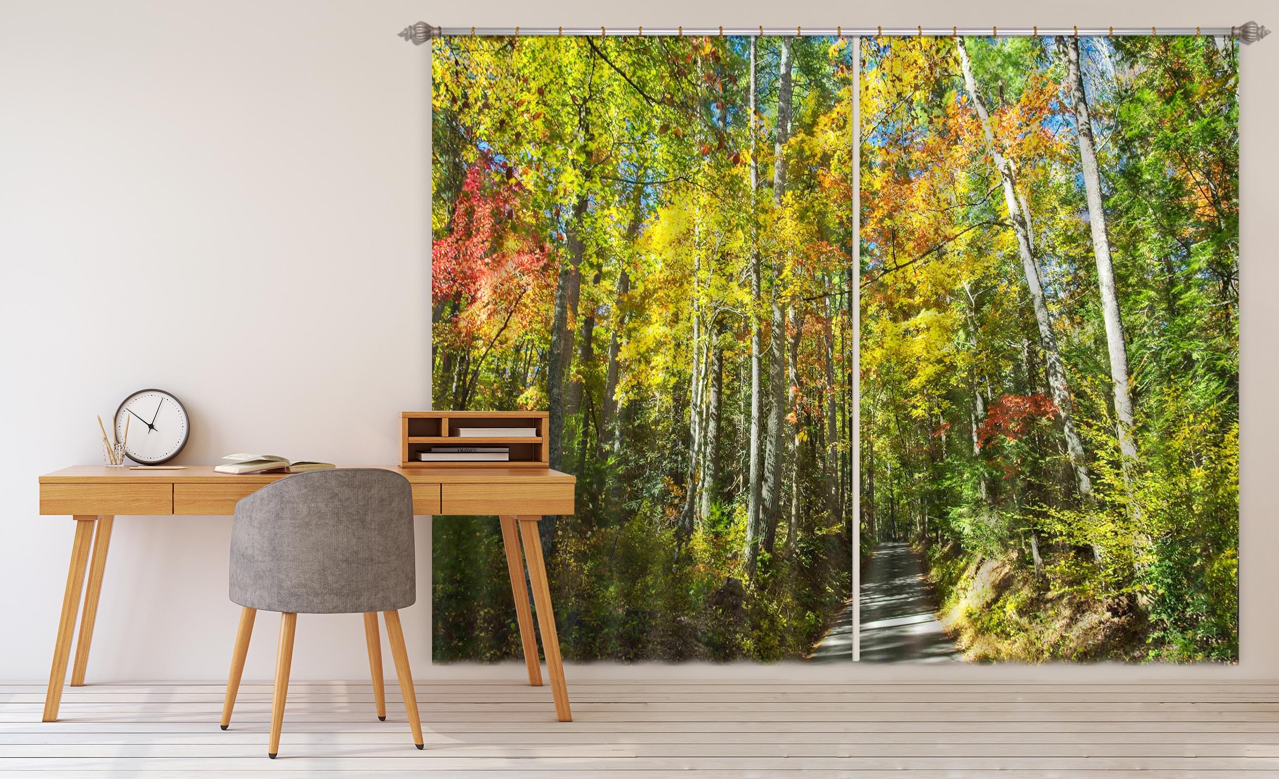 3D Sunny Forest 059 Kathy Barefield Curtain Curtains Drapes Curtains AJ Creativity Home 