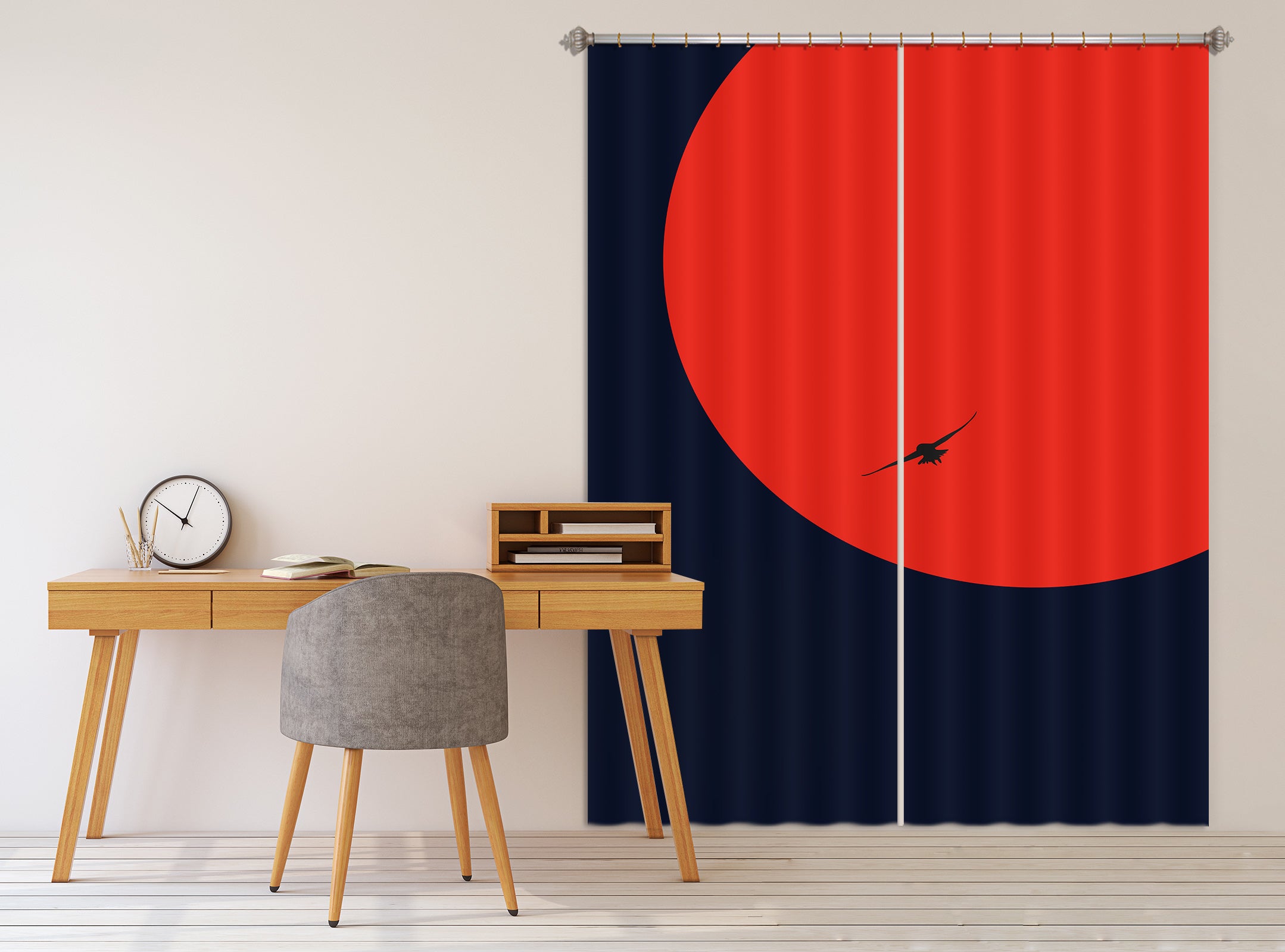 3D Red Sun Pattern 1091 Boris Draschoff Curtain Curtains Drapes