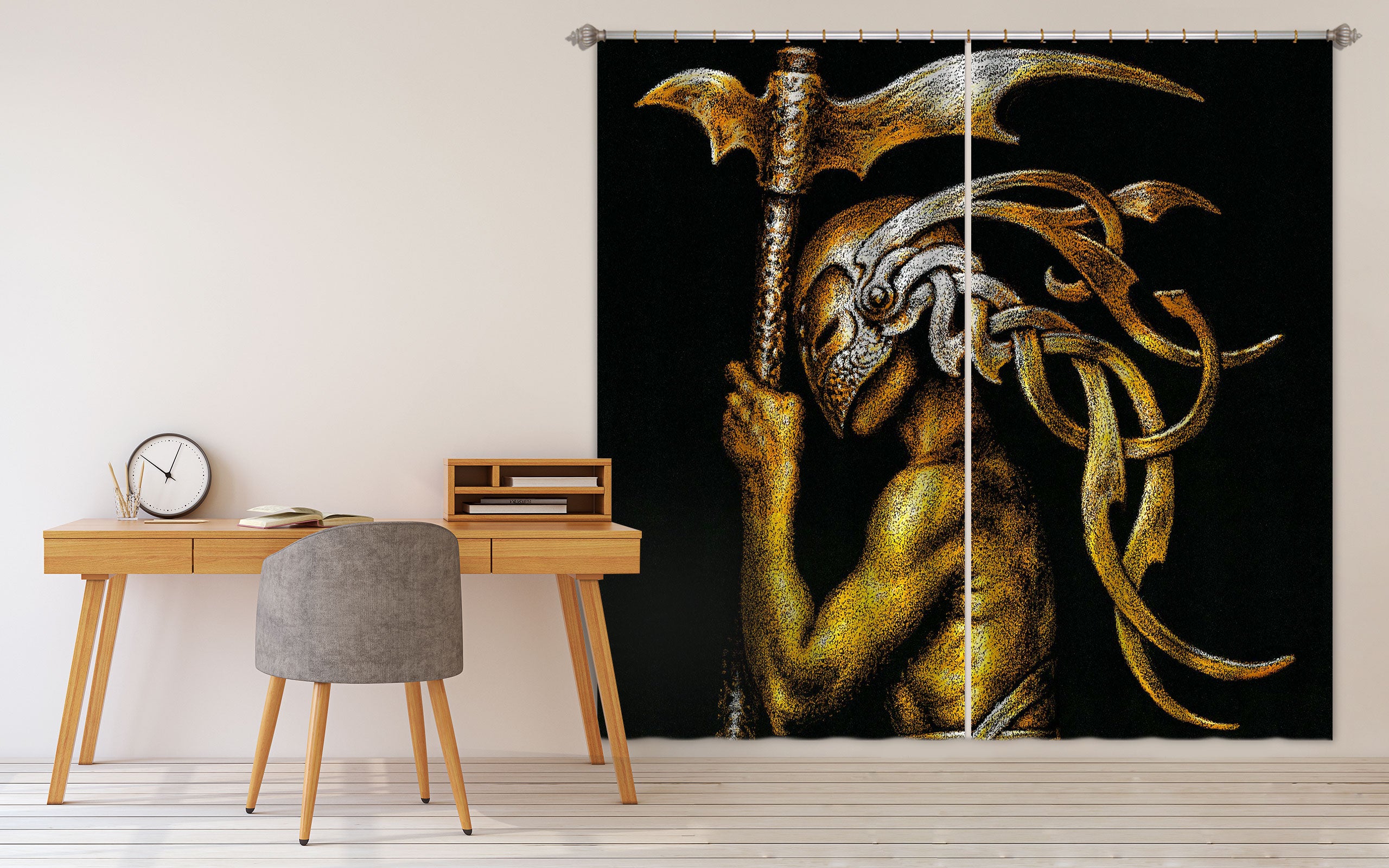 3D Arms Mask Man 7208 Ciruelo Curtain Curtains Drapes