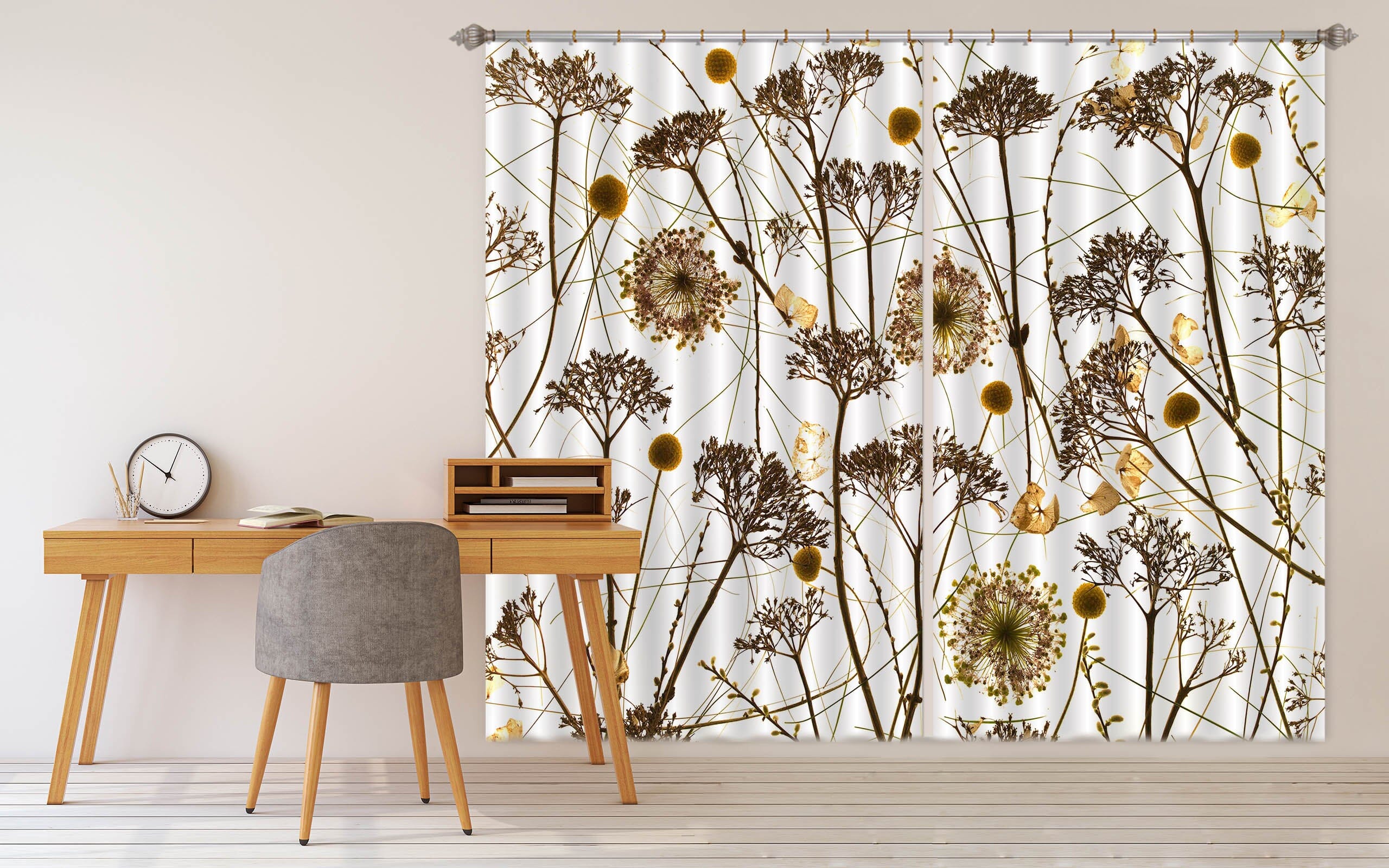 3D Withered Chrysanthemum 205 Assaf Frank Curtain Curtains Drapes Curtains AJ Creativity Home 
