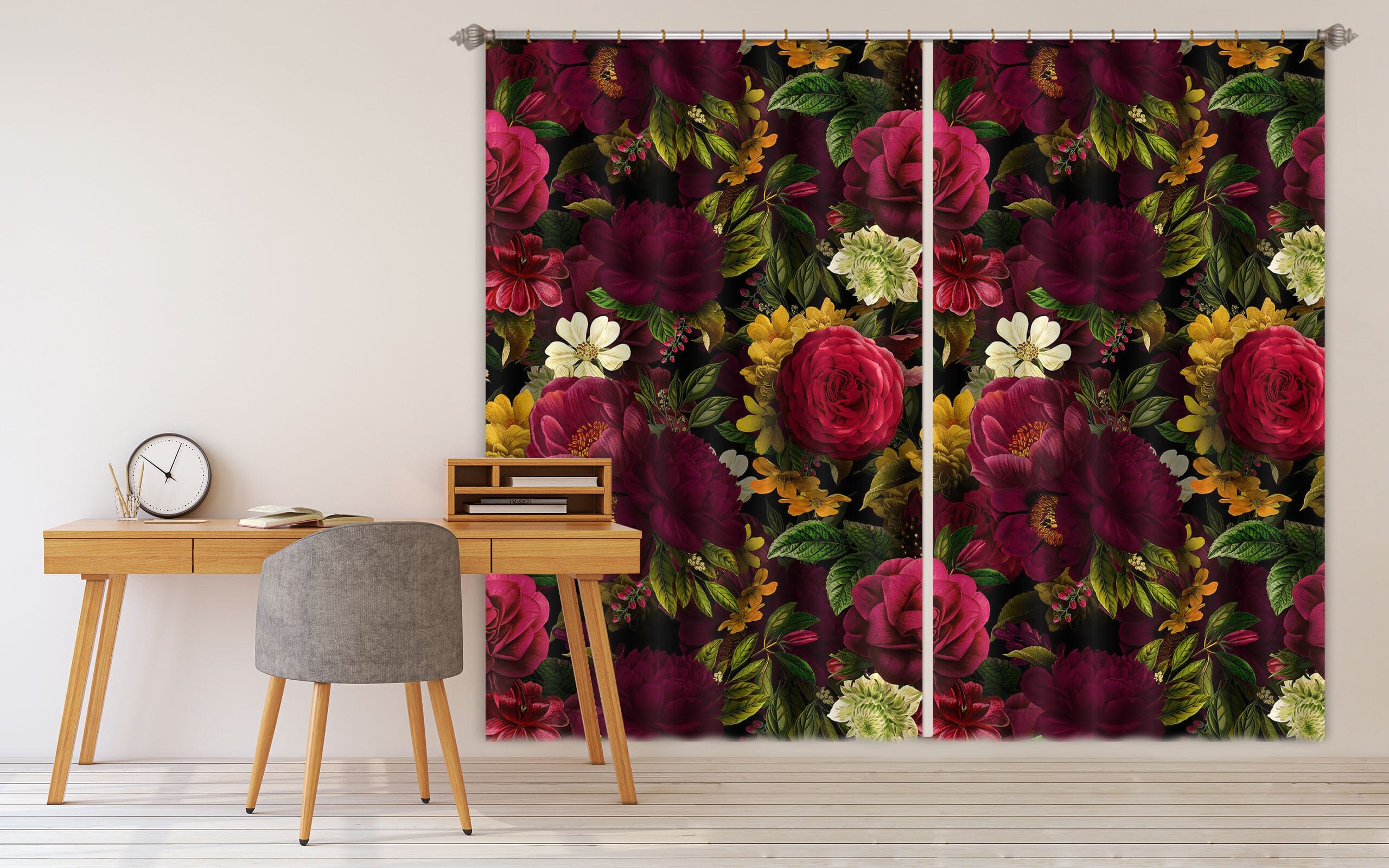 3D Vintage Roses 037 Uta Naumann Curtain Curtains Drapes Curtains AJ Creativity Home 