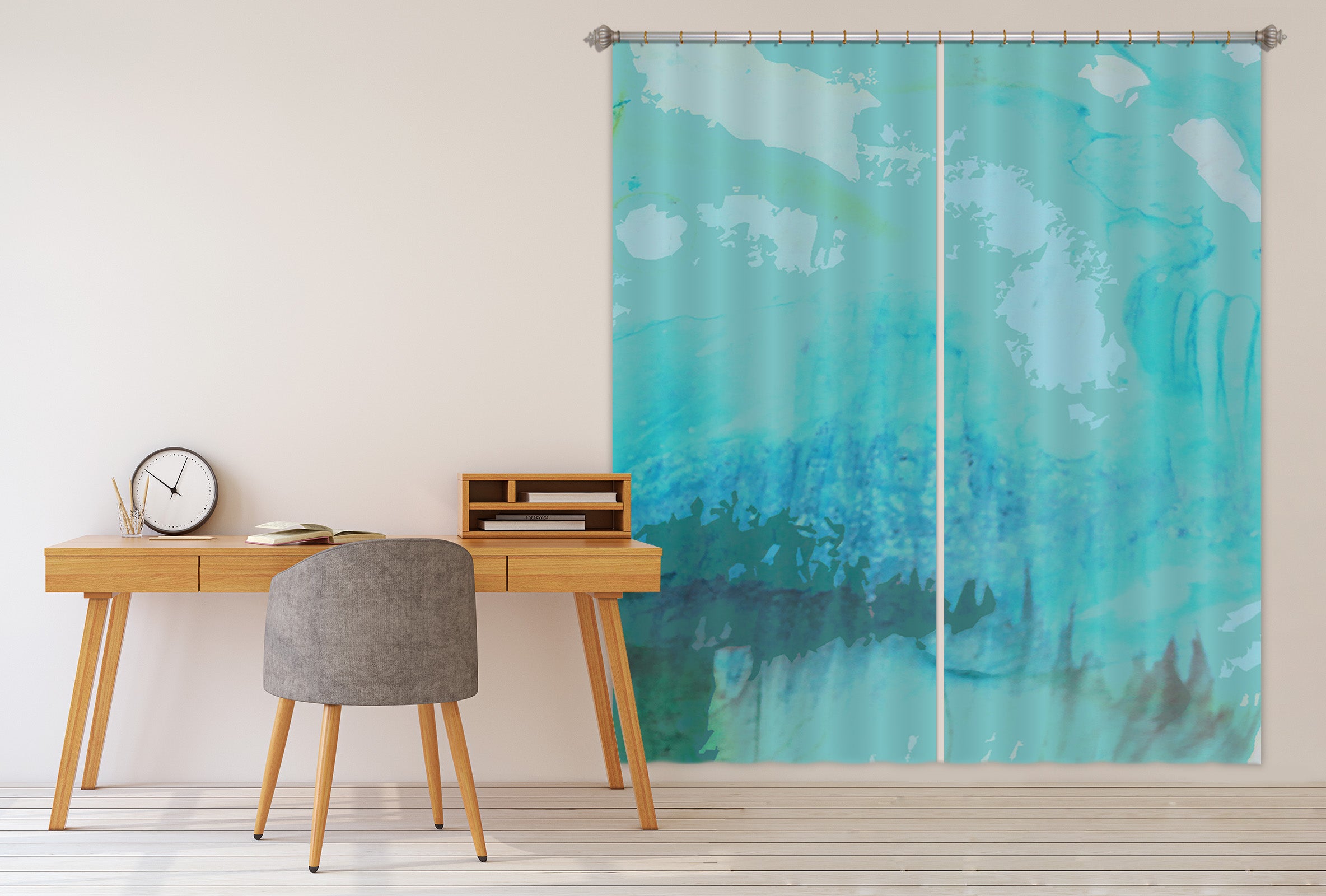 3D Blue Calm 70089 Shandra Smith Curtain Curtains Drapes
