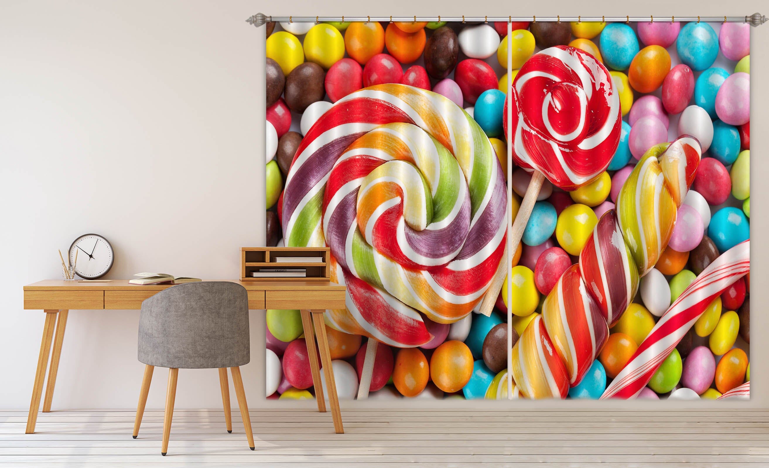 3D Rainbow Lollipop 701 Curtains Drapes Wallpaper AJ Wallpaper 
