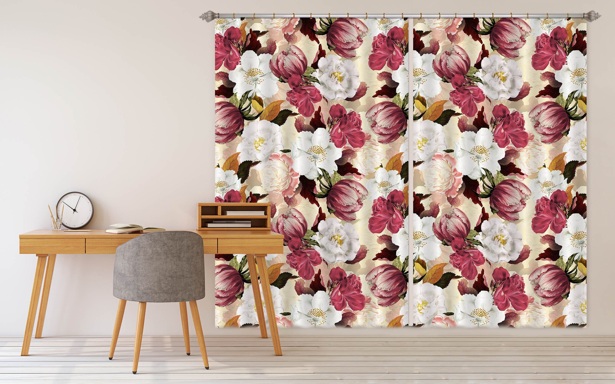 3D Painted Flowers 168 Uta Naumann Curtain Curtains Drapes Curtains AJ Creativity Home 