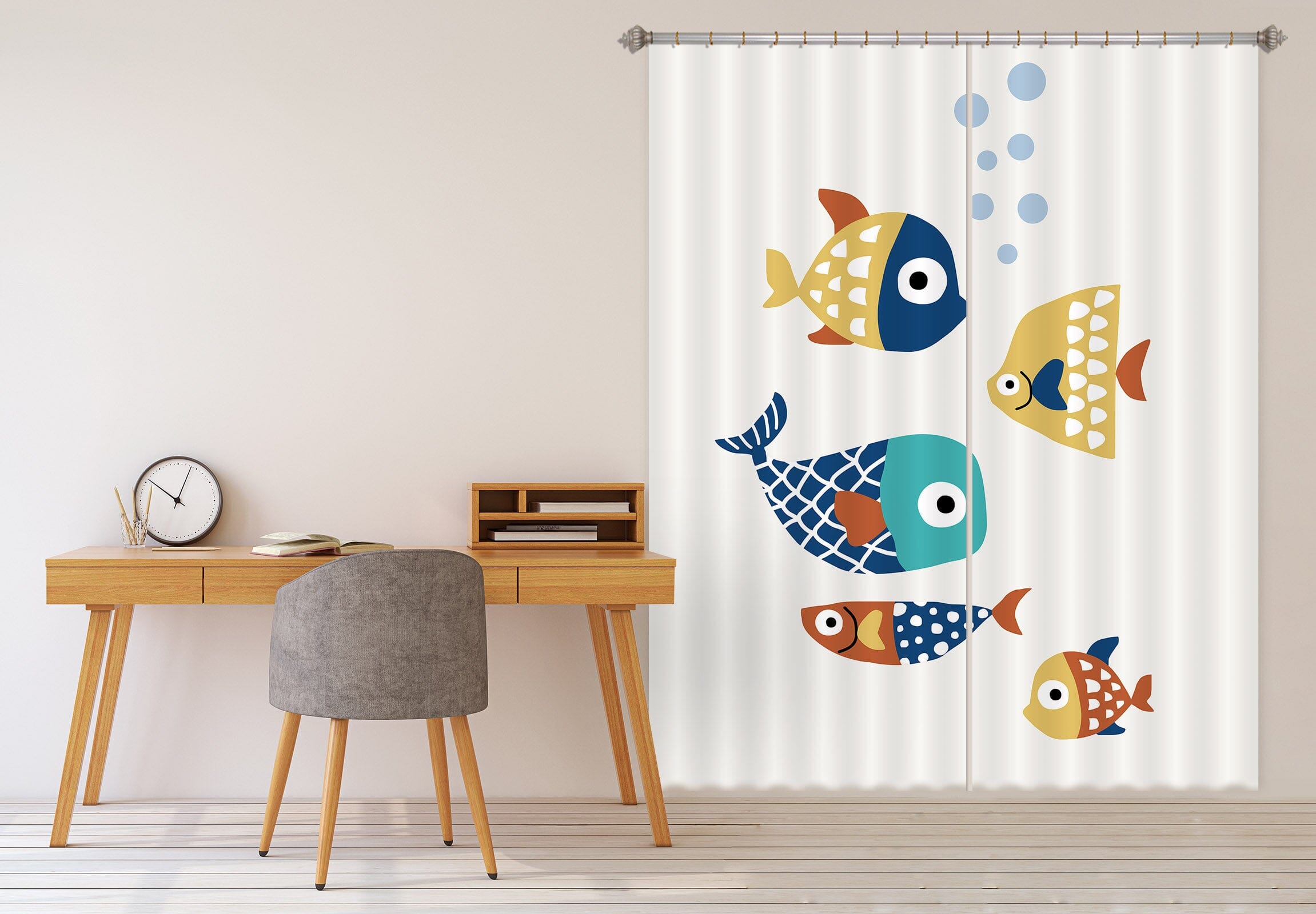 3D Color Fish 1077 Boris Draschoff Curtain Curtains Drapes Curtains AJ Creativity Home 