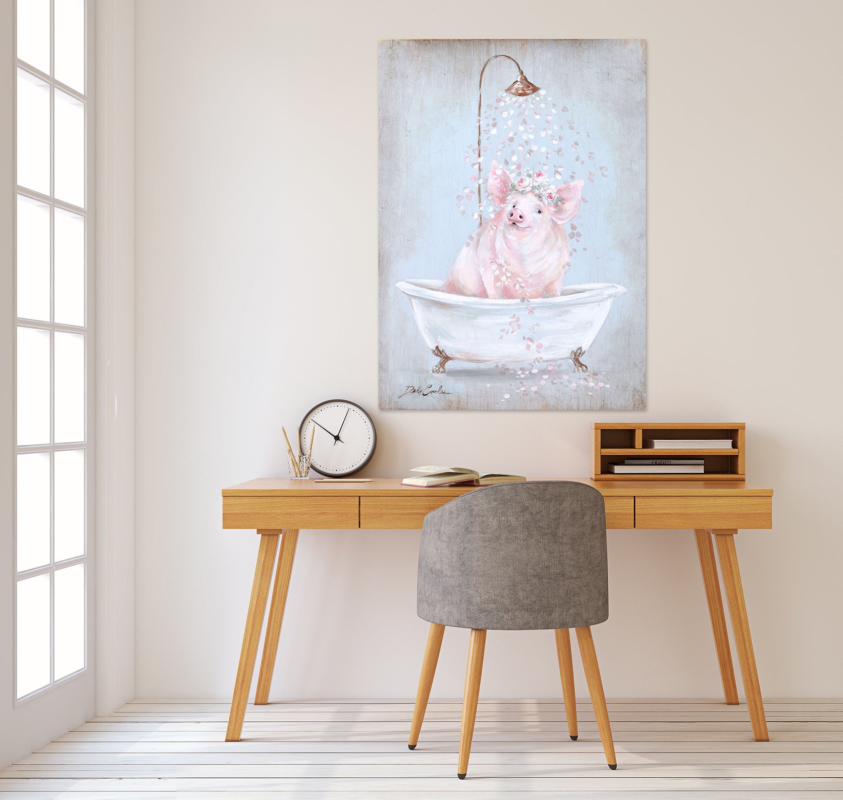 3D Pig Take Shower 039 Debi Coules Wall Sticker