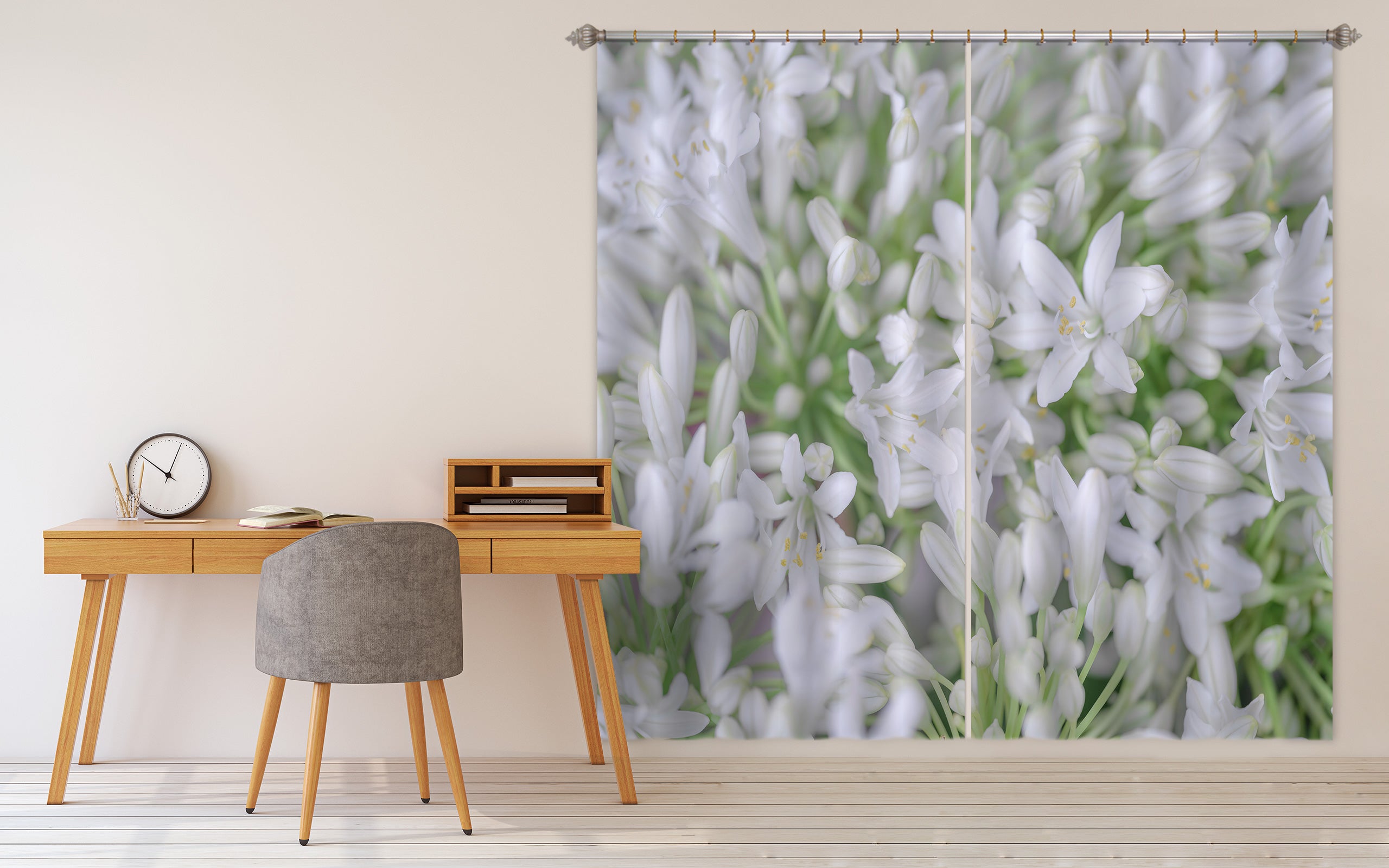 3D White Flower 6568 Assaf Frank Curtain Curtains Drapes