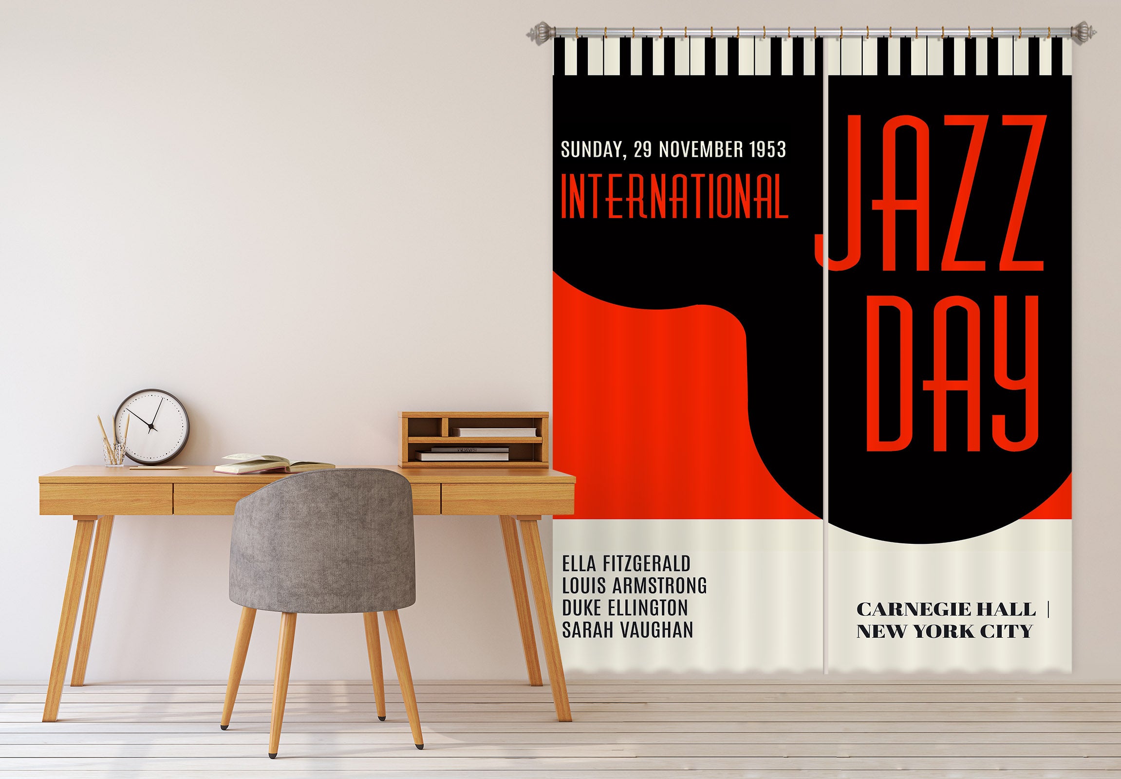 3D Red Piano Keys 1068 Boris Draschoff Curtain Curtains Drapes