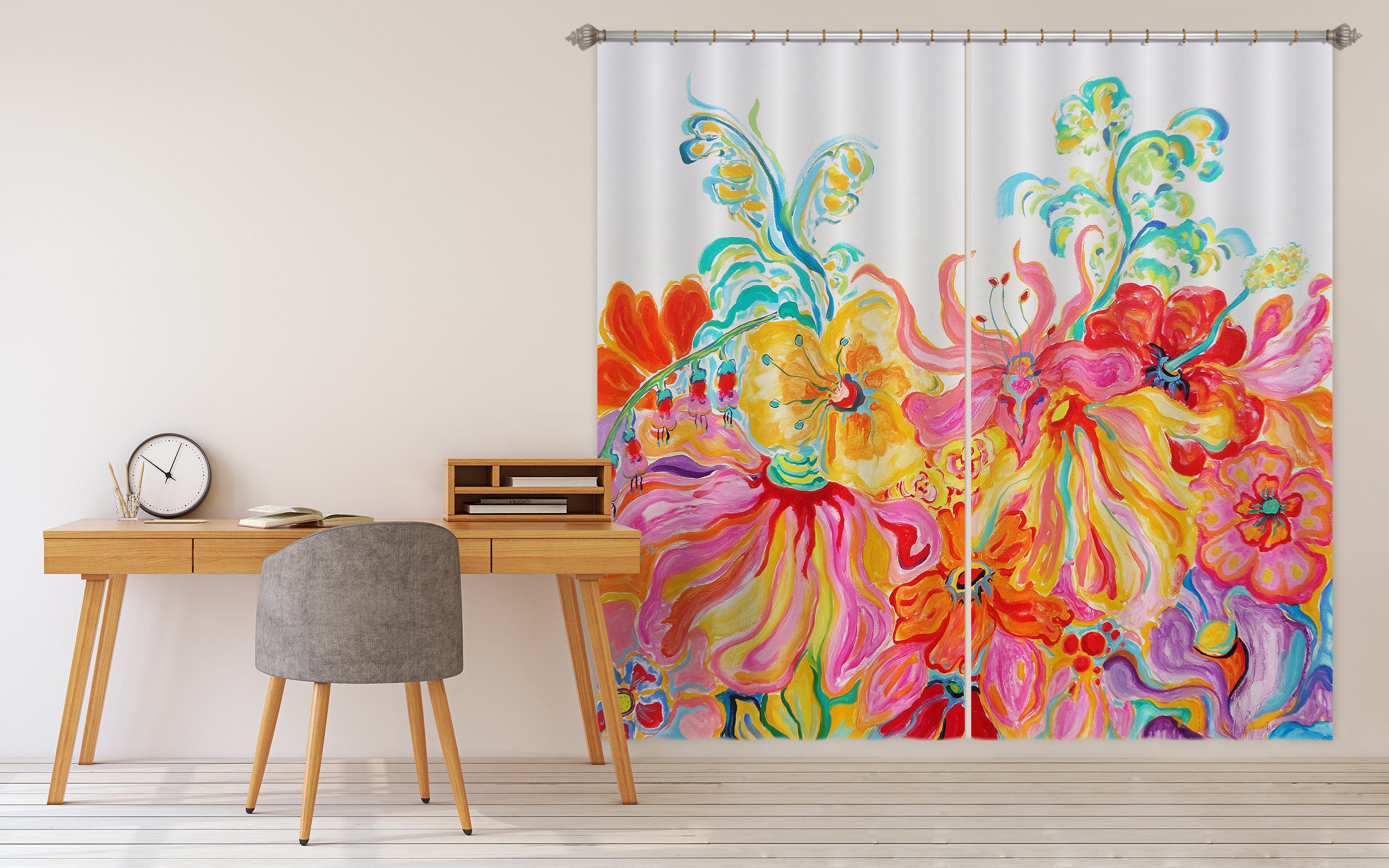 3D Colorful Flower 2450 Misako Chida Curtain Curtains Drapes