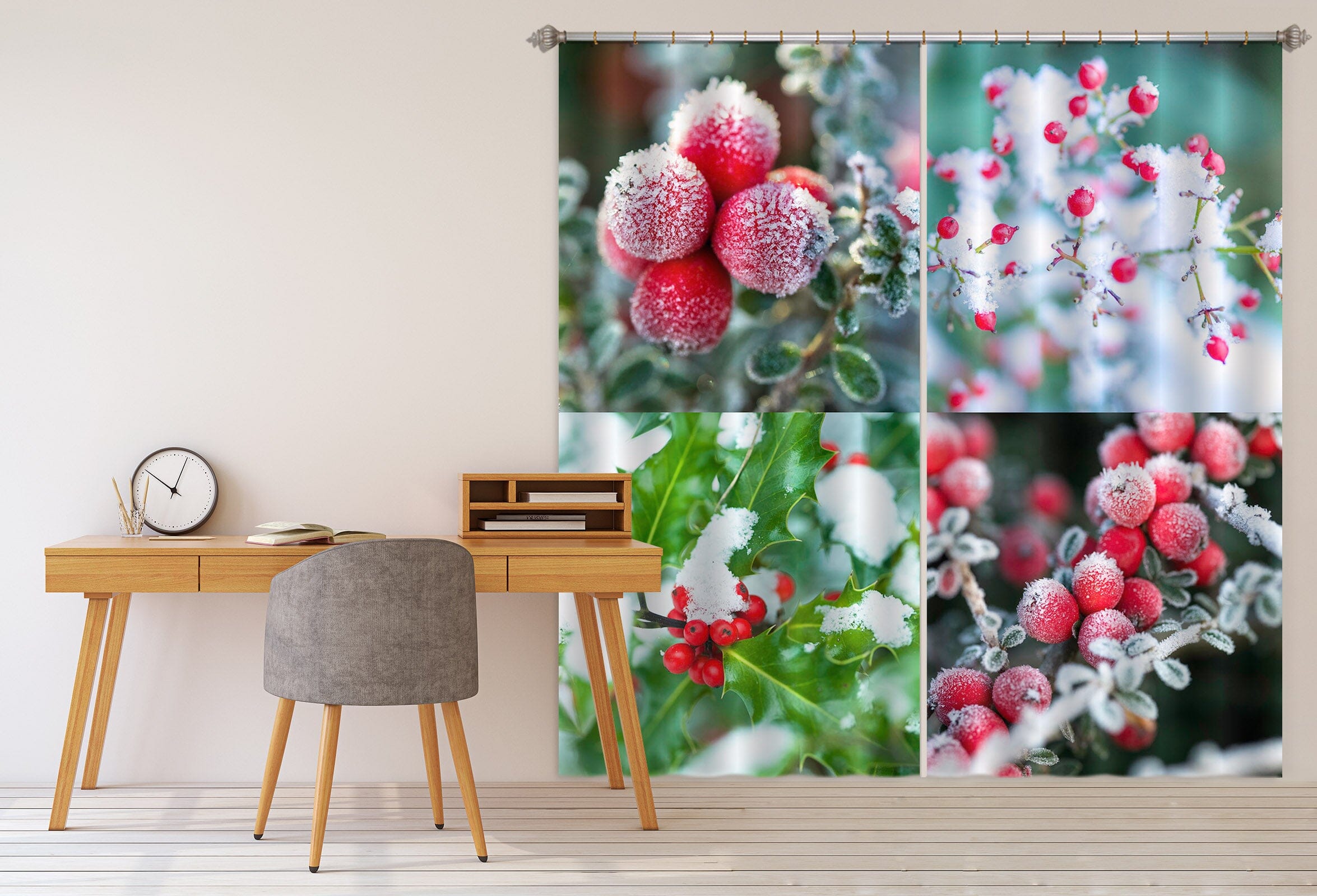 3D Winter Fruit 240 Assaf Frank Curtain Curtains Drapes Curtains AJ Creativity Home 