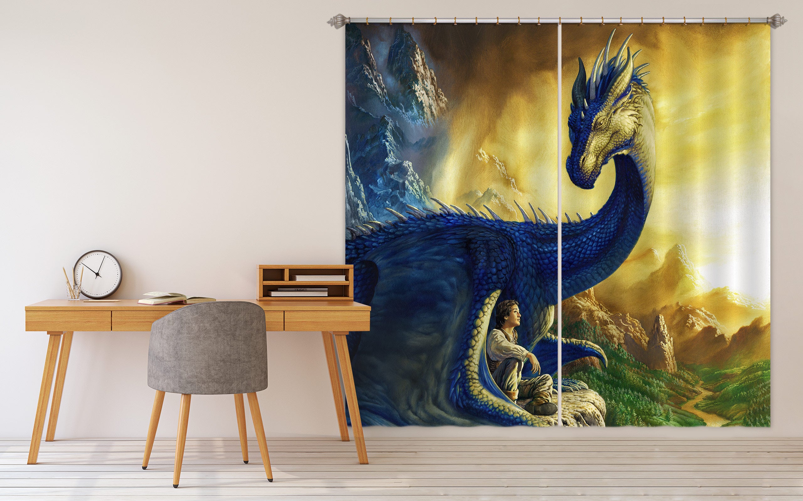 3D Big Dragon 8021 Ciruelo Curtain Curtains Drapes