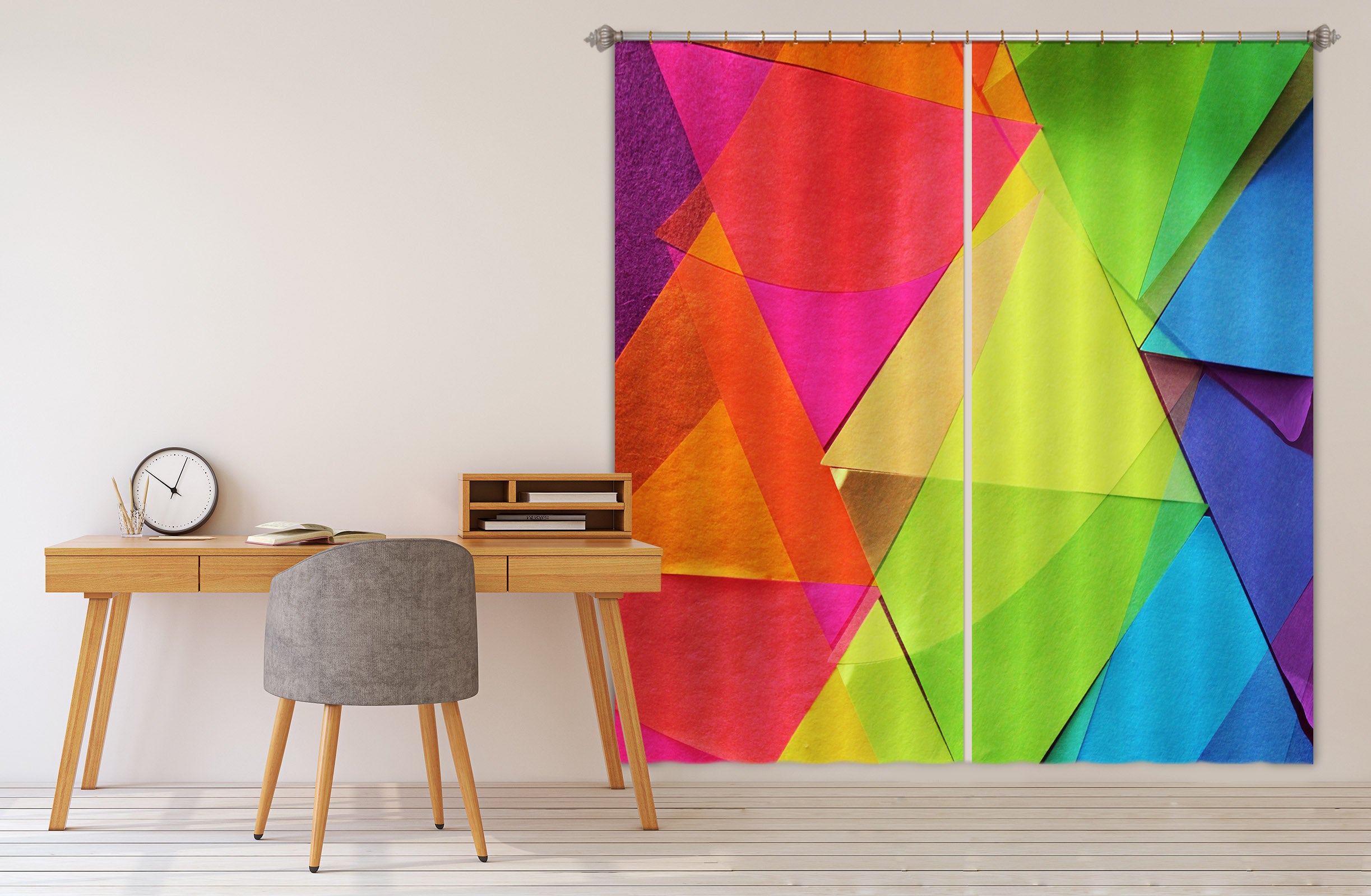 3D Colored Triangle 70093 Shandra Smith Curtain Curtains Drapes