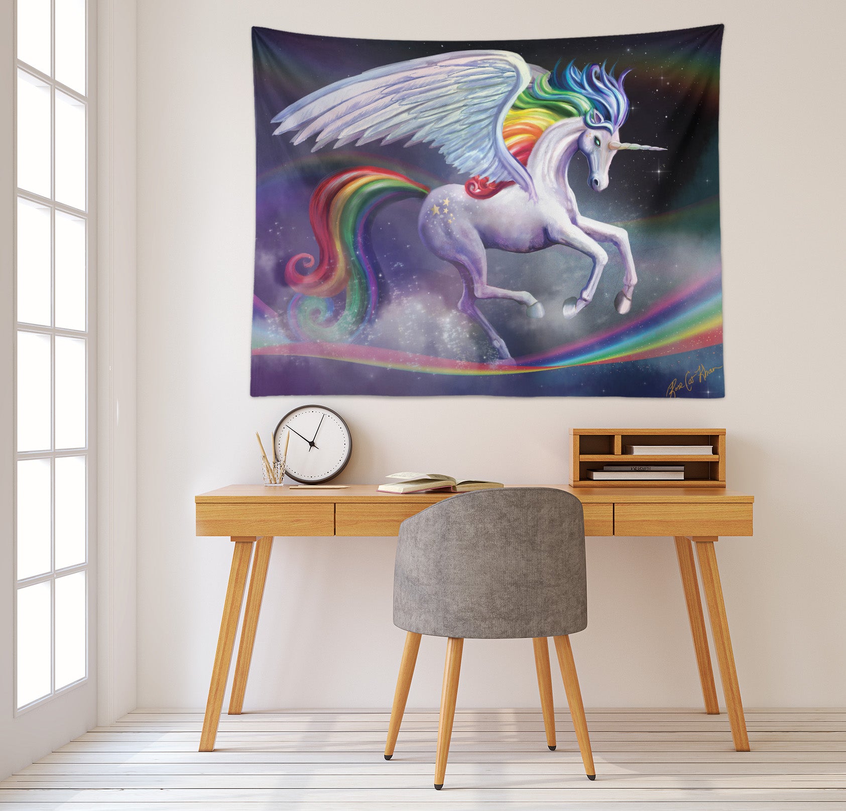 3D Rainbow Unicorn 957 Rose Catherine Khan Tapestry Hanging Cloth Hang