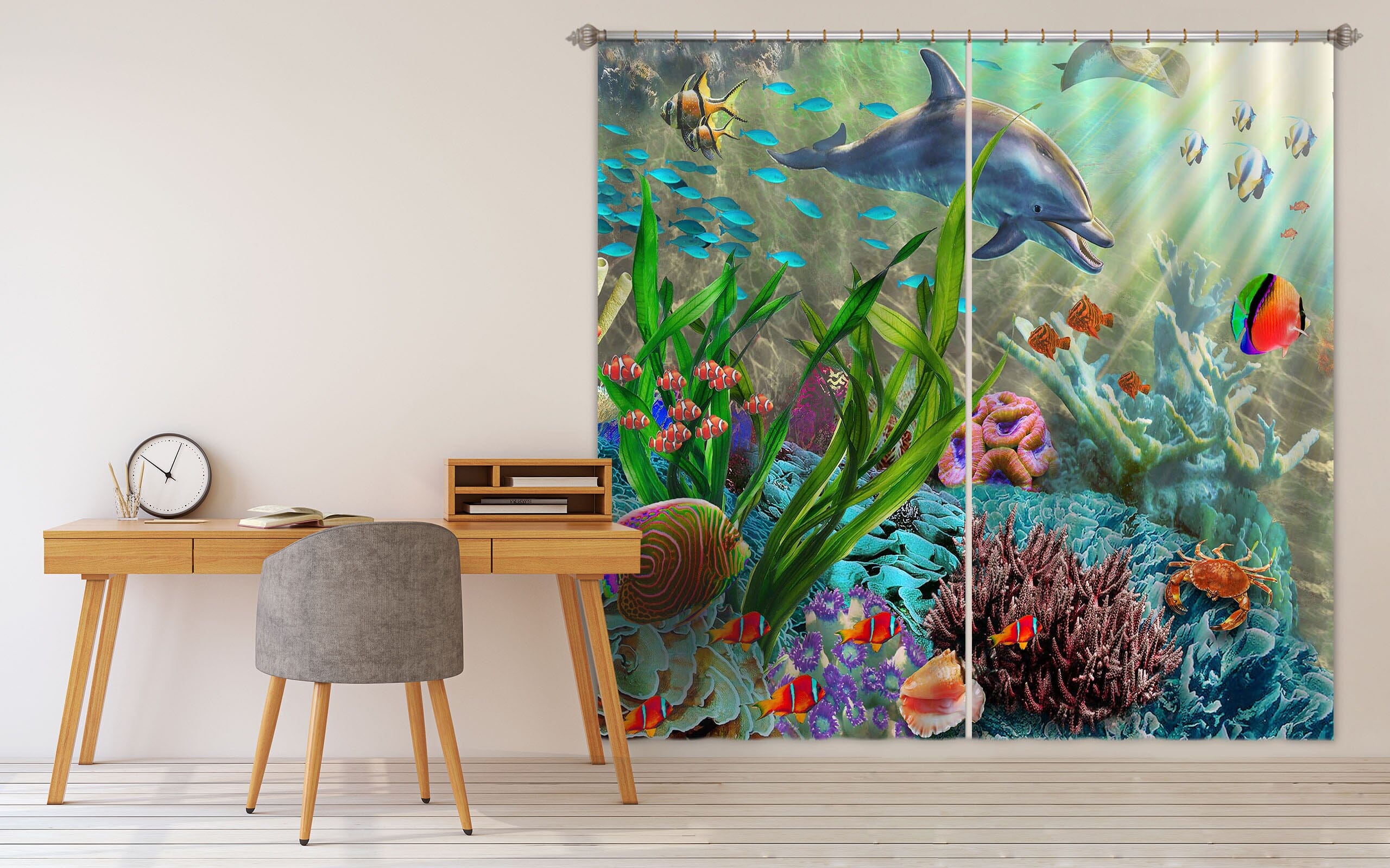 3D Colored Fish 053 Adrian Chesterman Curtain Curtains Drapes Curtains AJ Creativity Home 