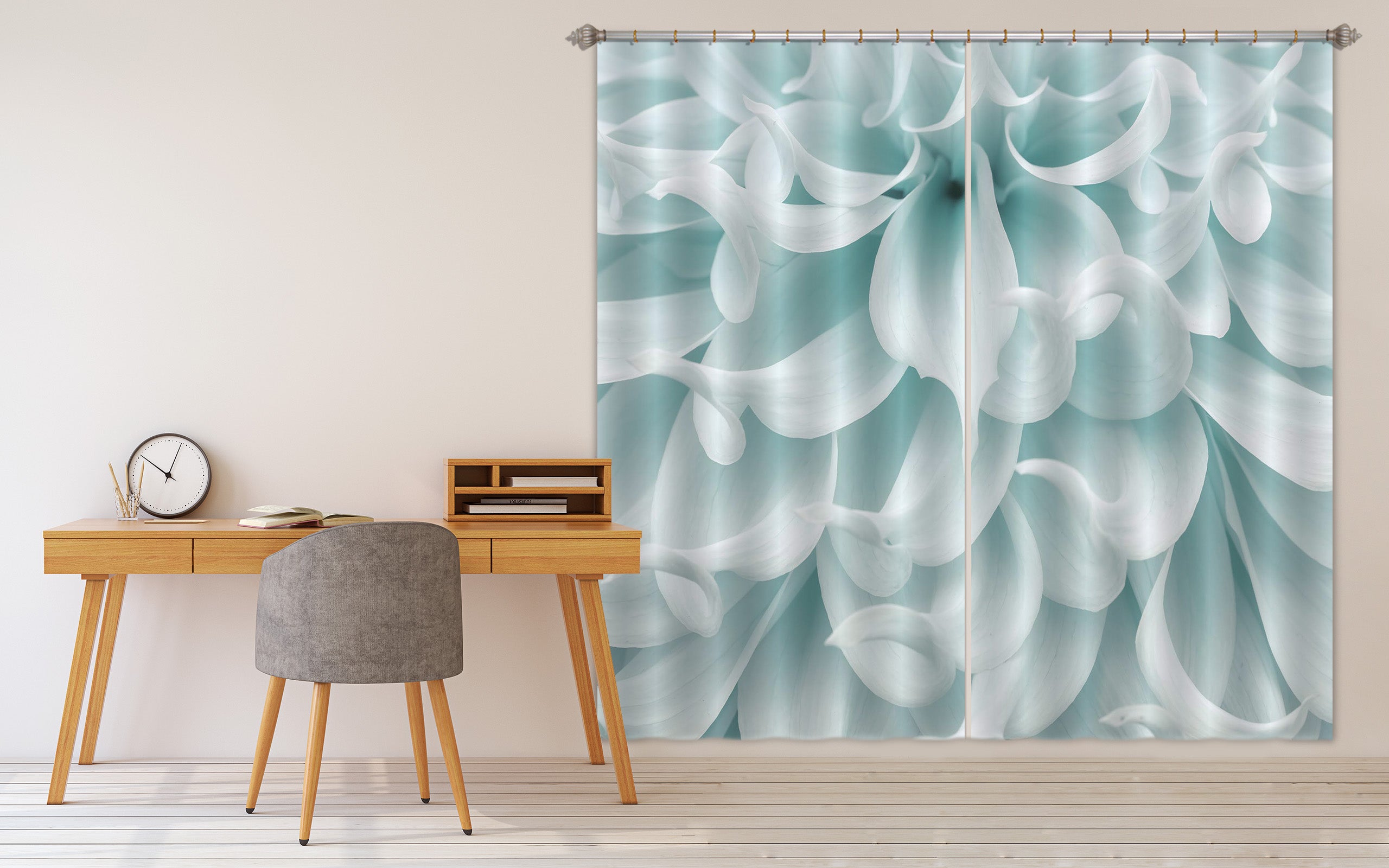 3D Light Blue Flower 6400 Assaf Frank Curtain Curtains Drapes