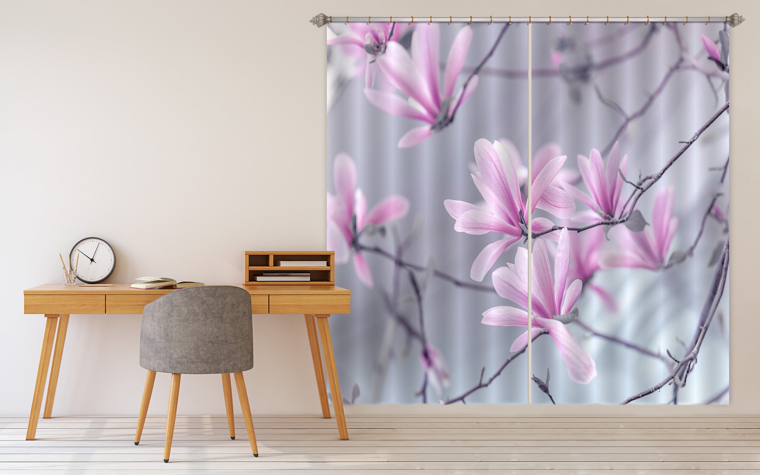 3D Pink Flower 6544 Assaf Frank Curtain Curtains Drapes