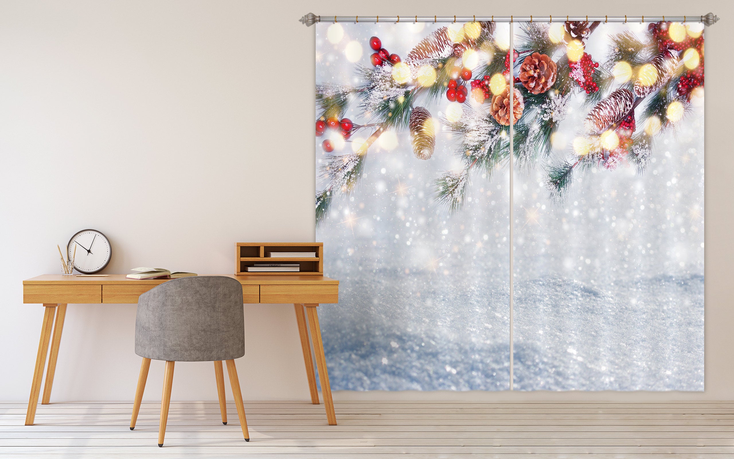 3D Snow Branches 52100 Christmas Curtains Drapes Xmas