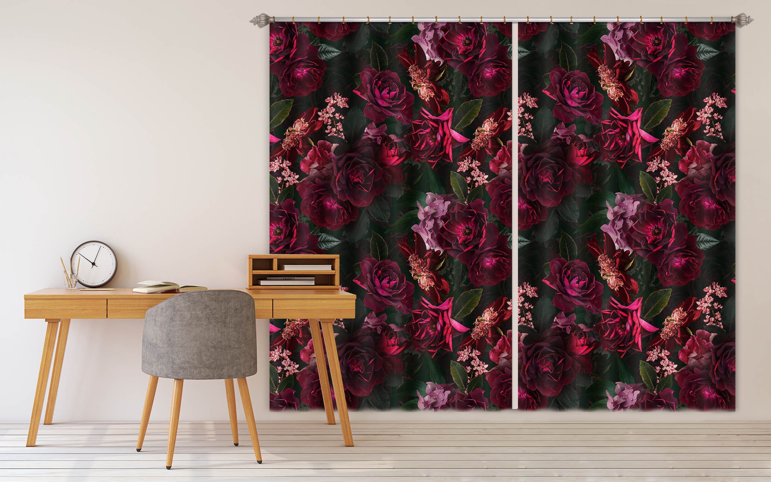 3D Painted Flowers 151 Uta Naumann Curtain Curtains Drapes Curtains AJ Creativity Home 
