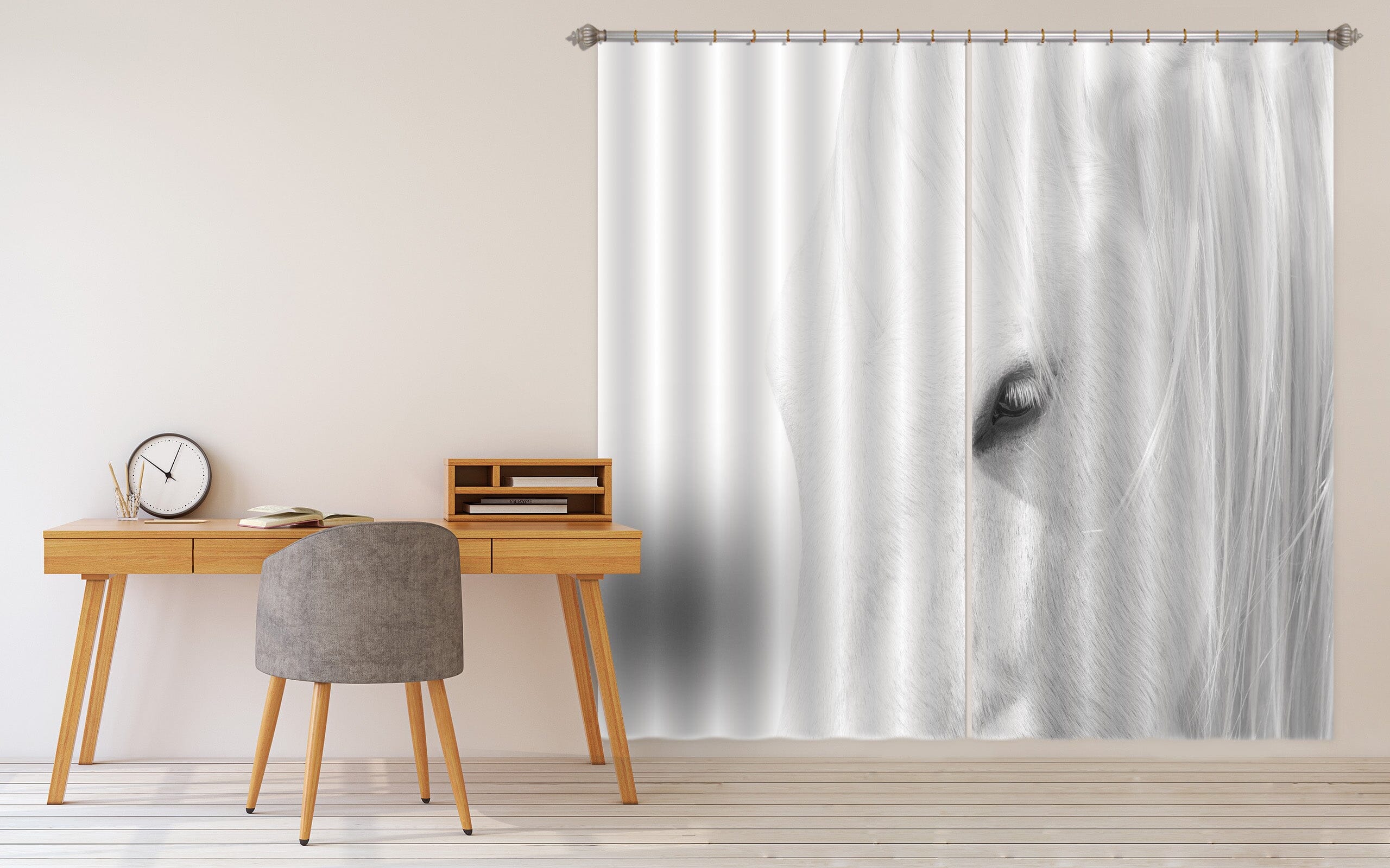3D White Horse 185 Marco Carmassi Curtain Curtains Drapes Curtains AJ Creativity Home 