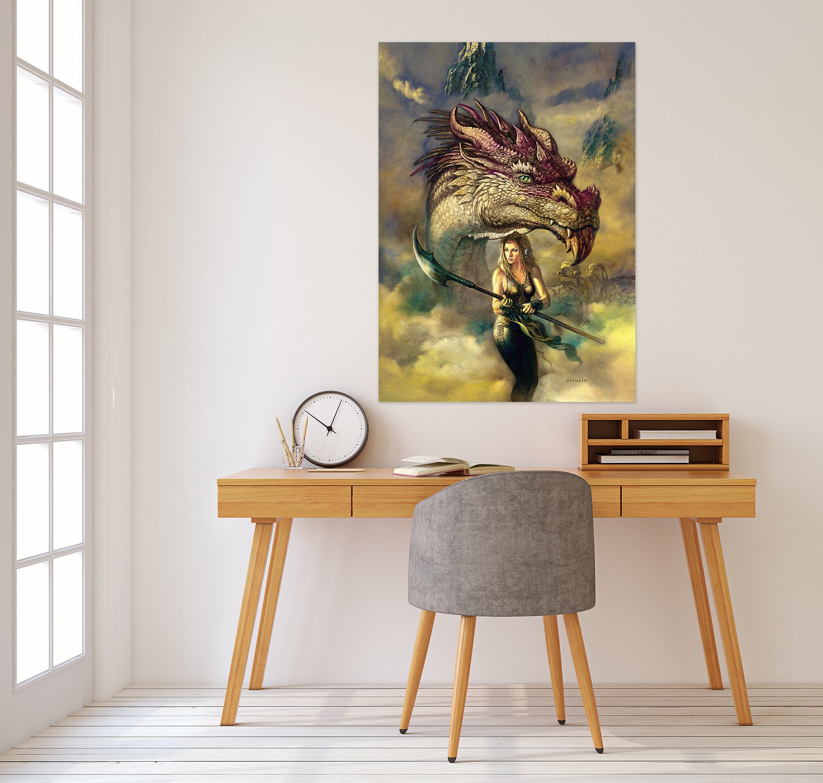 3D Dragon Woman 8135 Ciruelo Wall Sticker