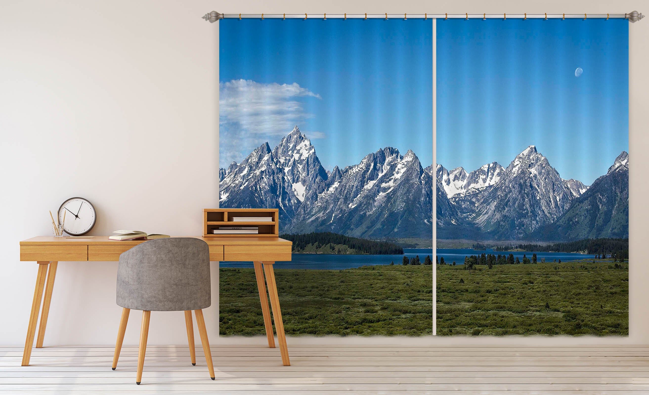 3D Distant Mountains 061 Kathy Barefield Curtain Curtains Drapes Curtains AJ Creativity Home 