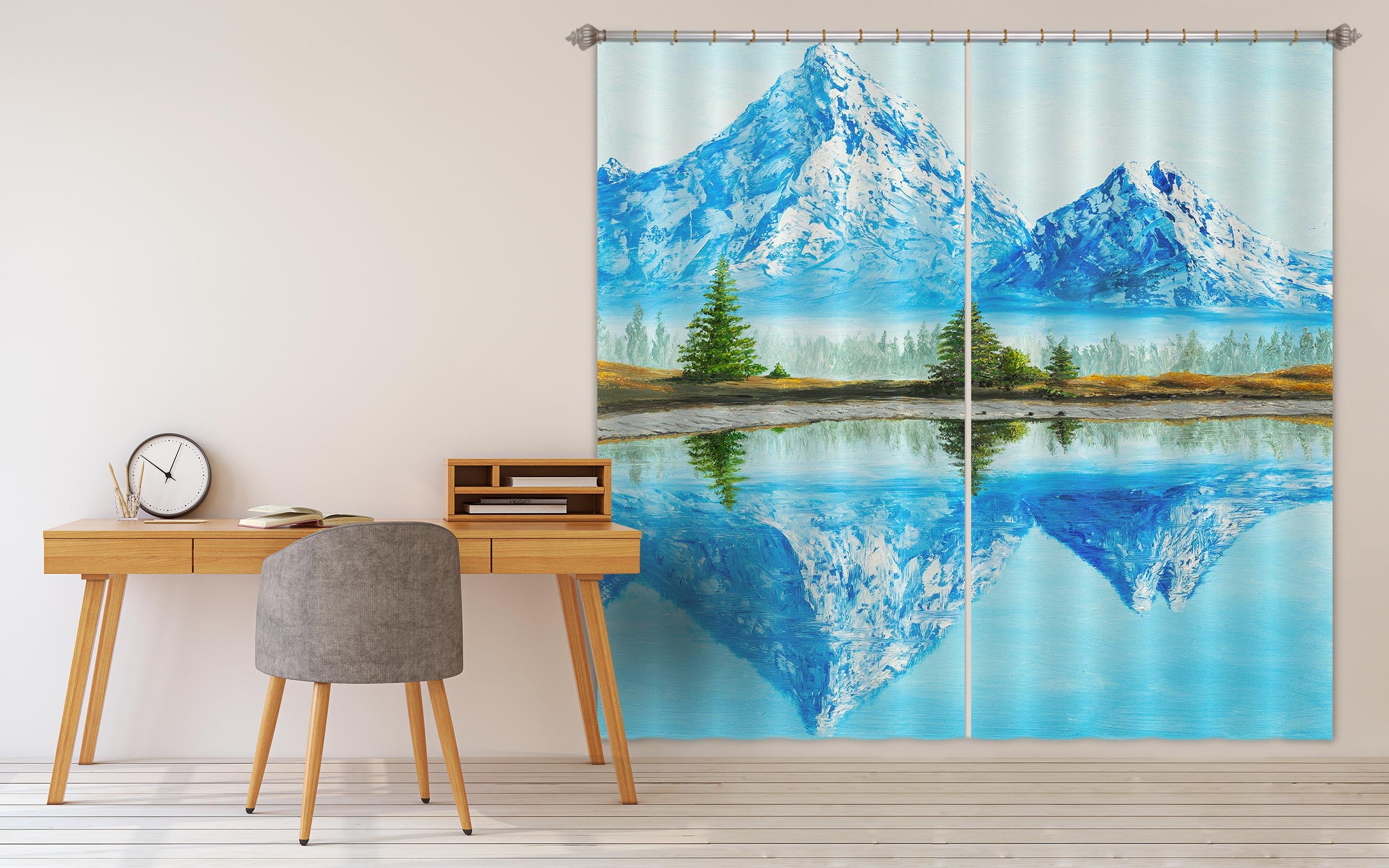3D Snow Mountain Lake Surface 1725 Marina Zotova Curtain Curtains Drapes