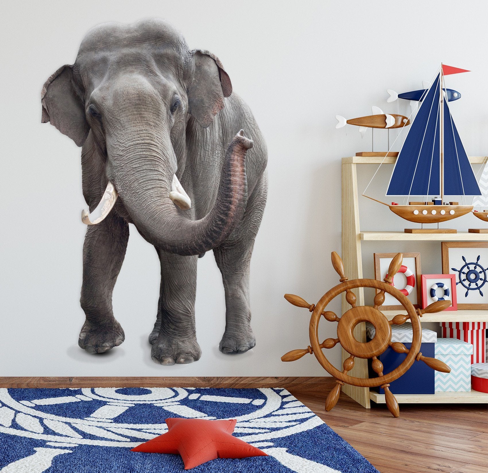 3D Elephant Licking Nose 158 Animals Wall Stickers Wallpaper AJ Wallpaper 