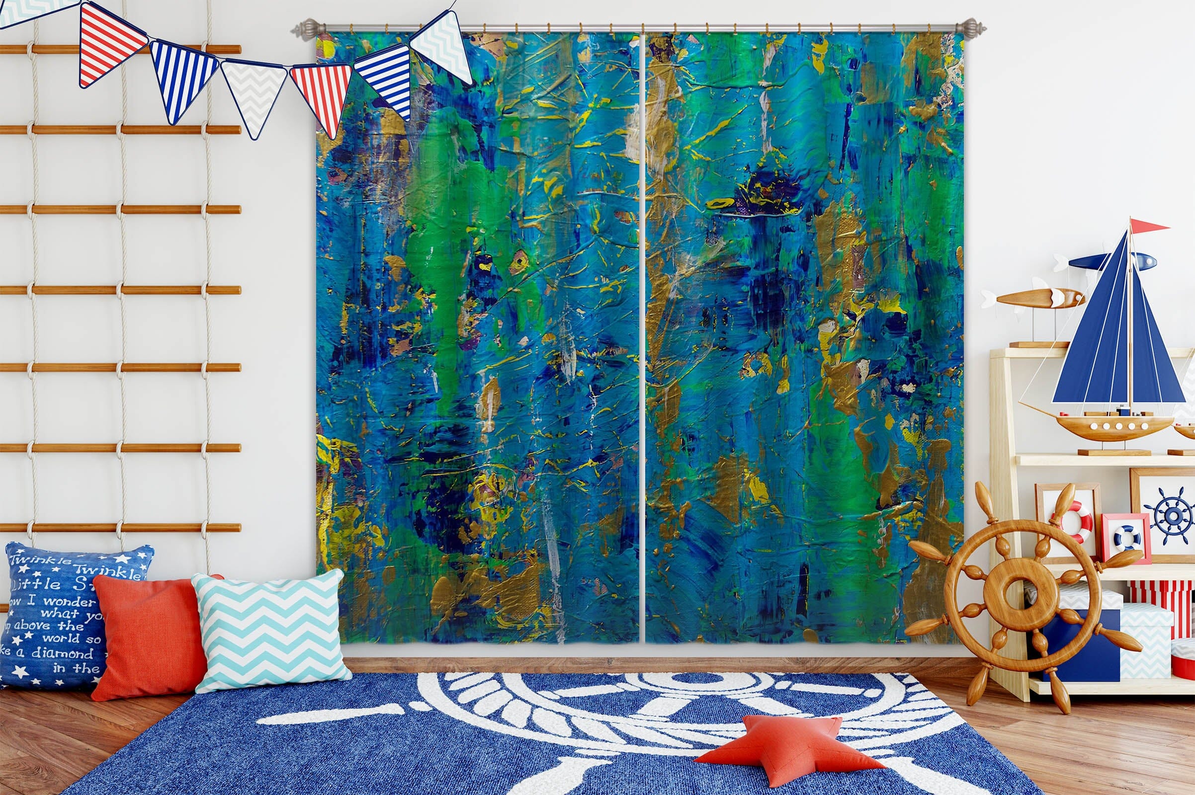 3D Blue River 245 Allan P. Friedlander Curtain Curtains Drapes Curtains AJ Creativity Home 