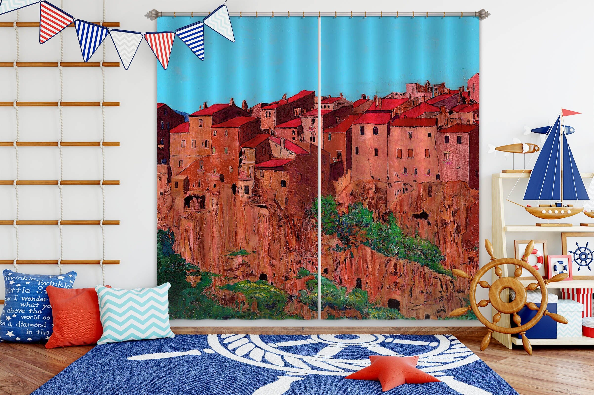 3D Red Village 102 Allan P. Friedlander Curtain Curtains Drapes Curtains AJ Creativity Home 